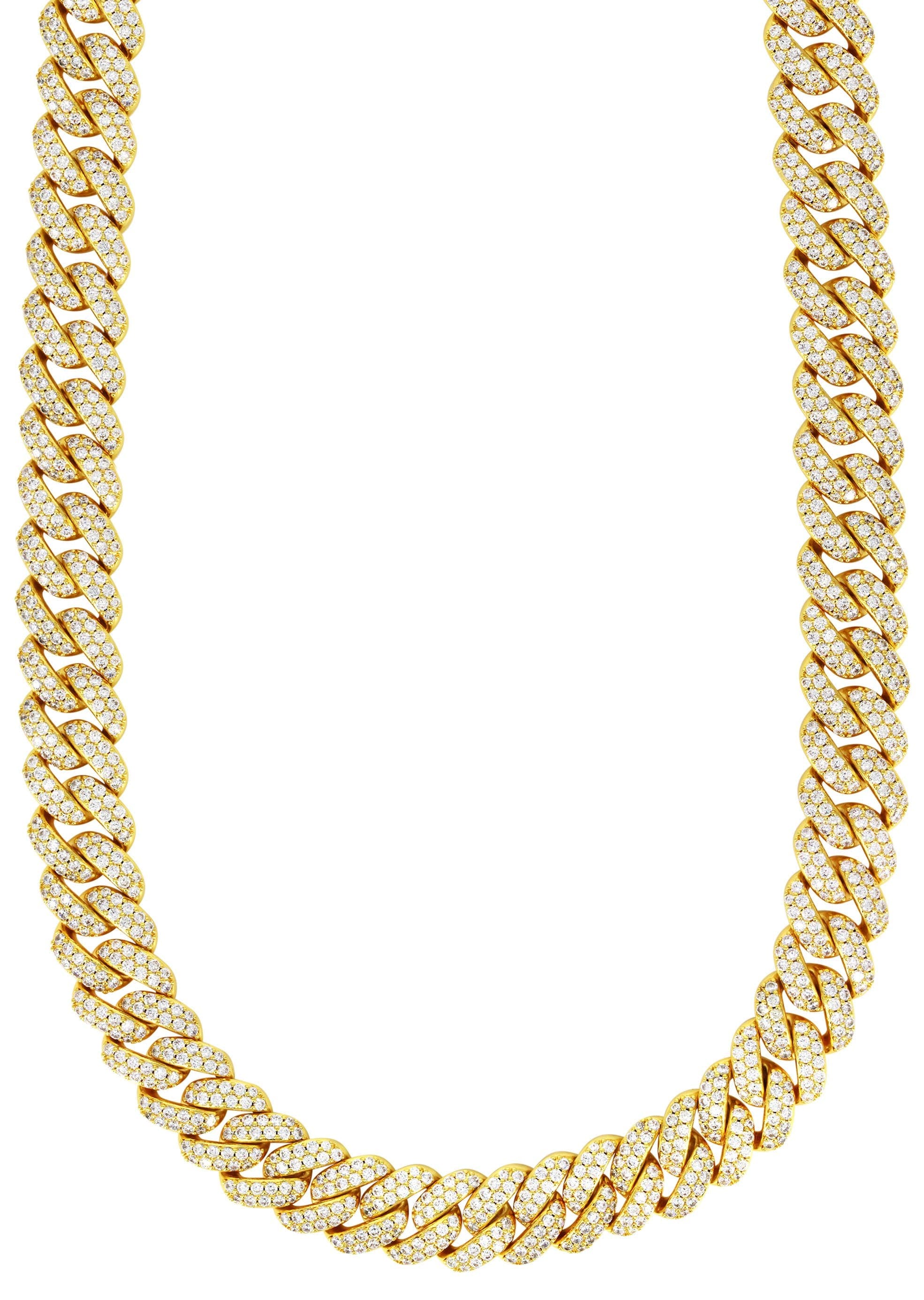 Gold Plated Mens Chain Iced Out Miami Cuban Link - Image 3