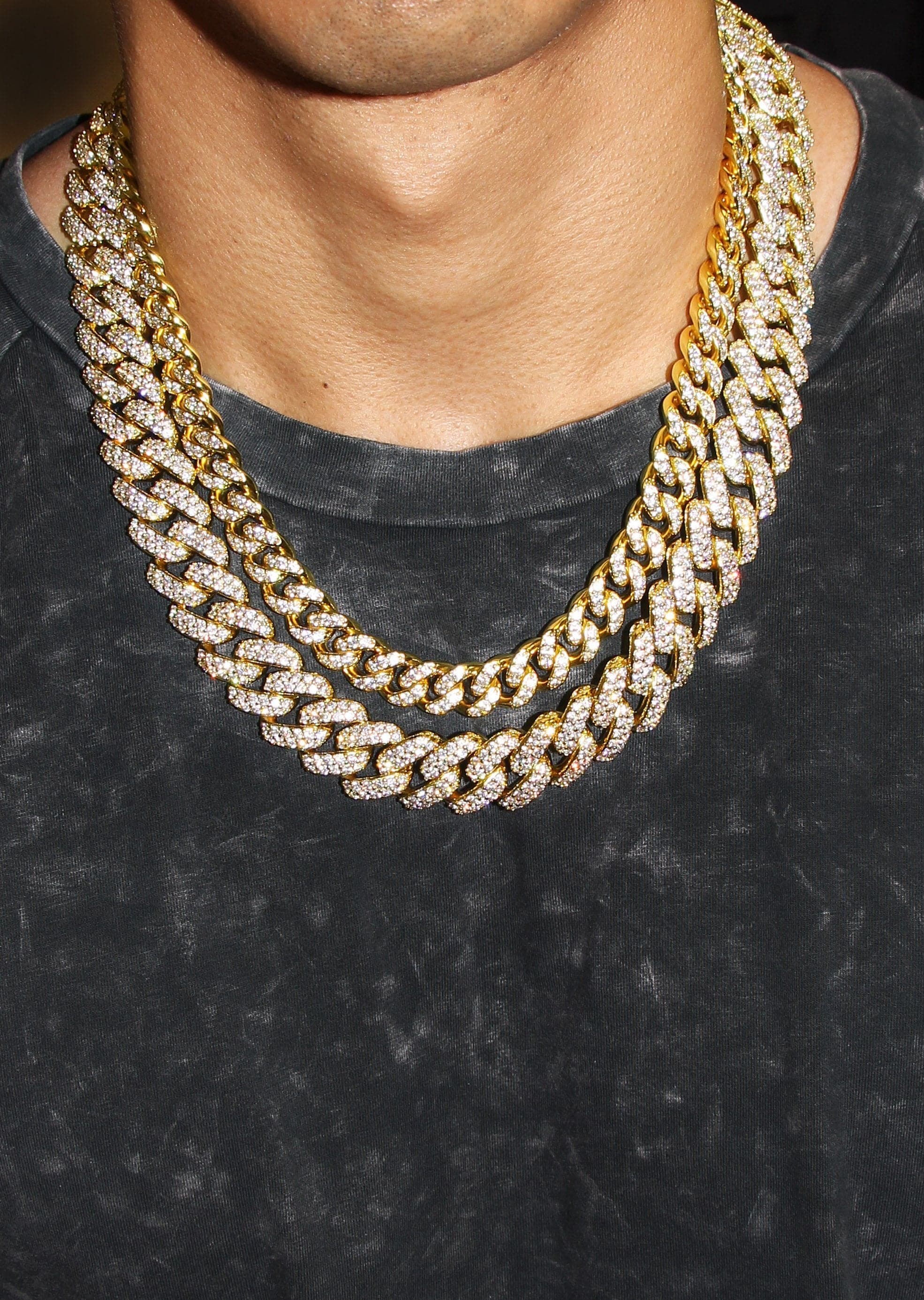 Gold Plated Mens Chain Iced Out Miami Cuban Link - Image 5
