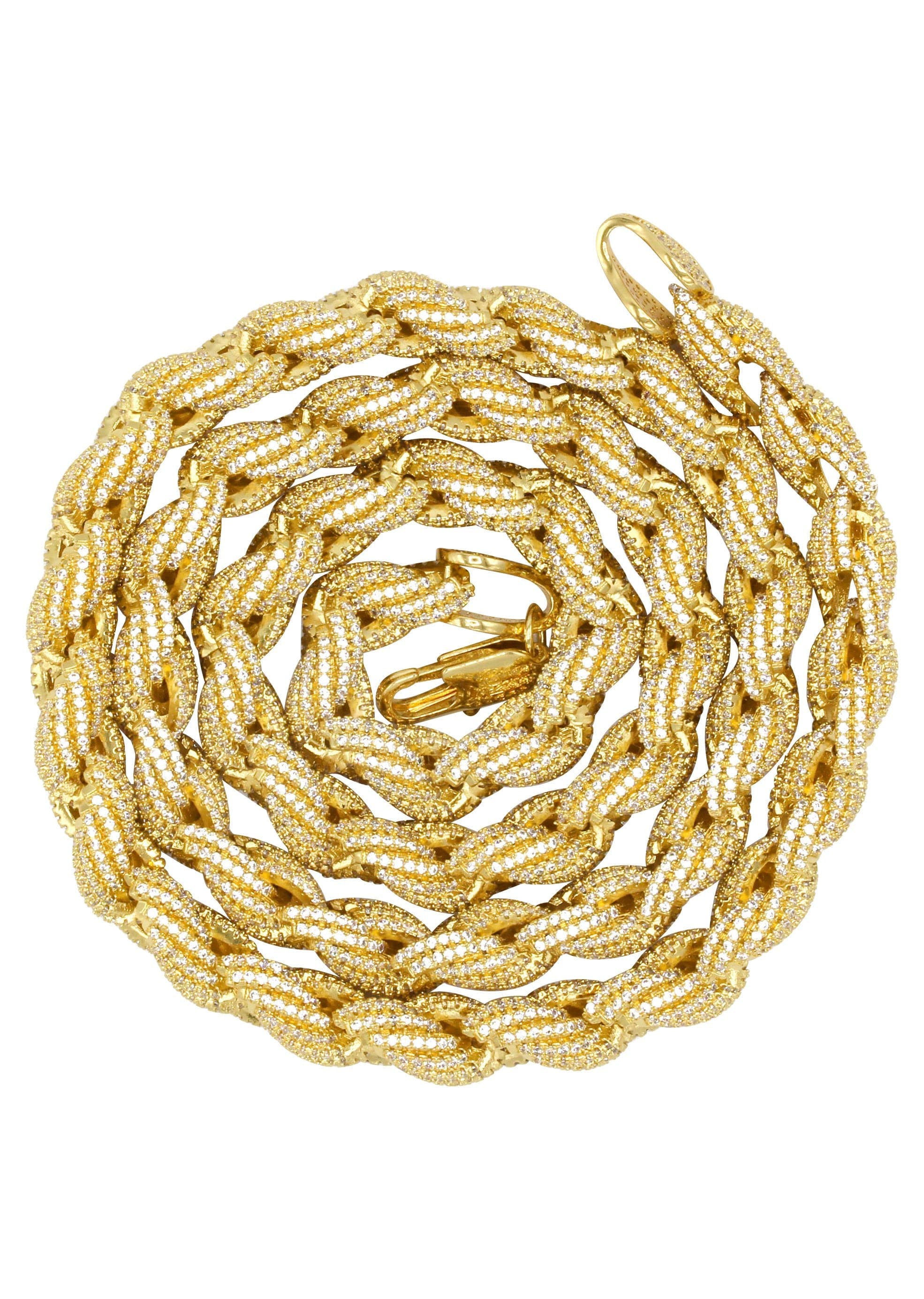 Gold Plated Mens Chain Iced Out Solid Rope - Image 4