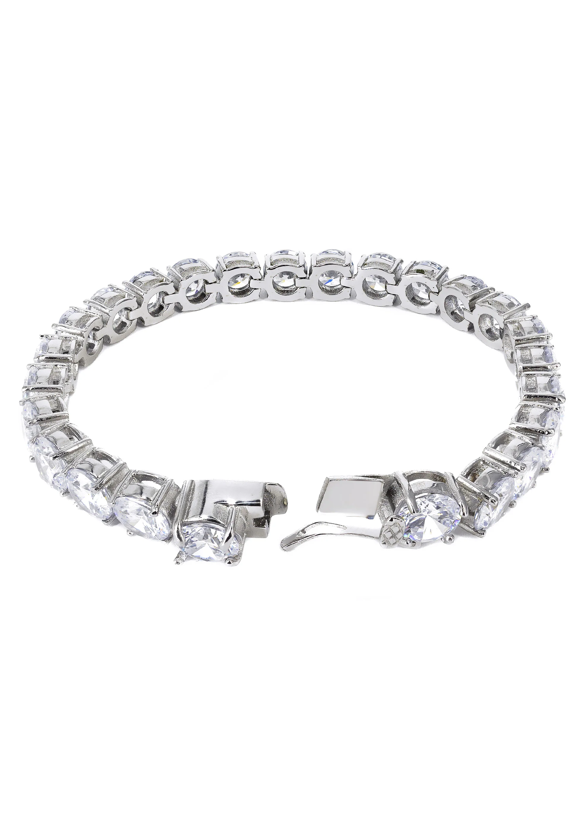 White Gold Plated Mens Tennis Bracelet - Image 2