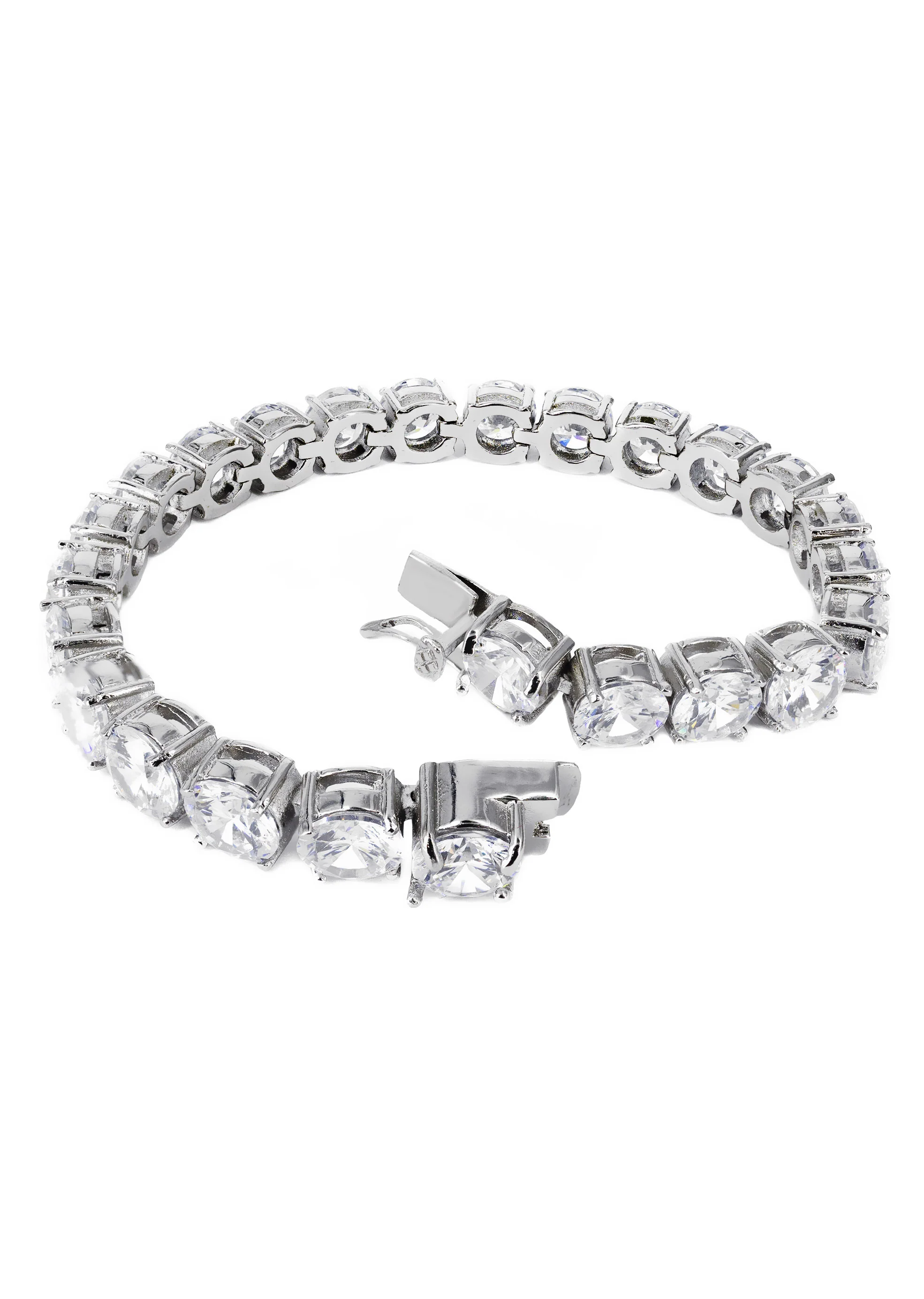 White Gold Plated Mens Tennis Bracelet - Image 3