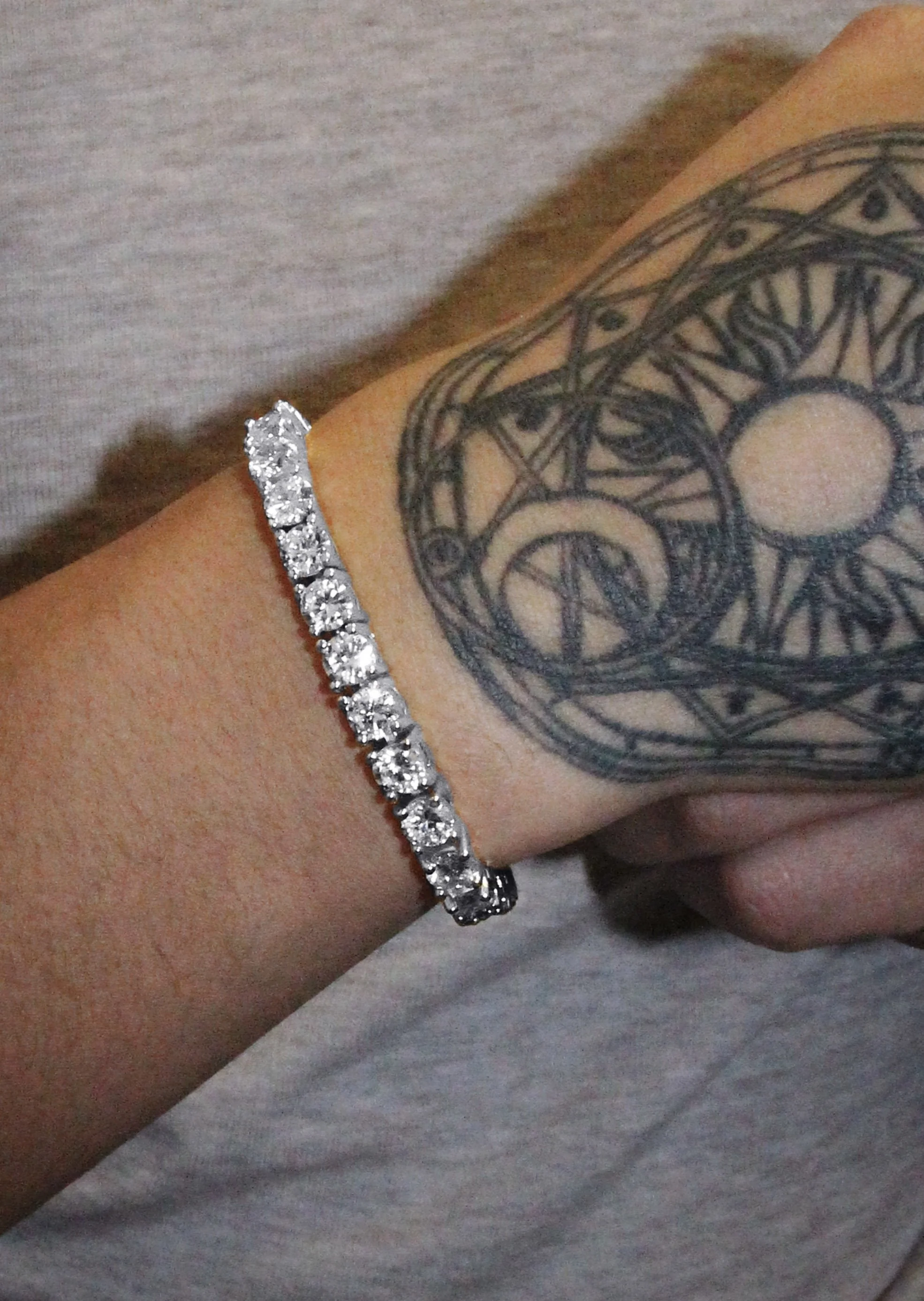 White Gold Plated Mens Tennis Bracelet - Image 4