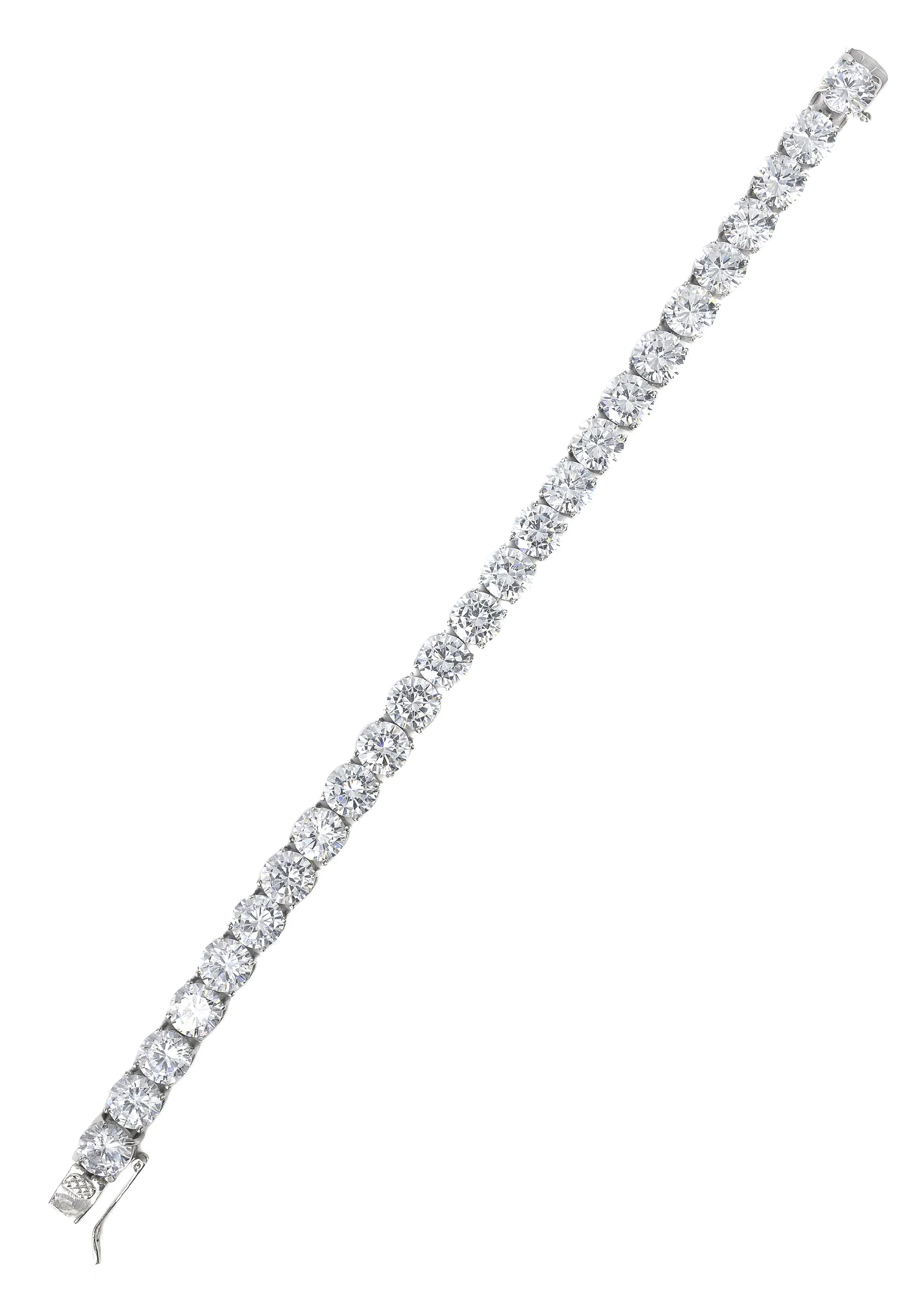 White Gold Plated Mens Tennis Bracelet - Image 5