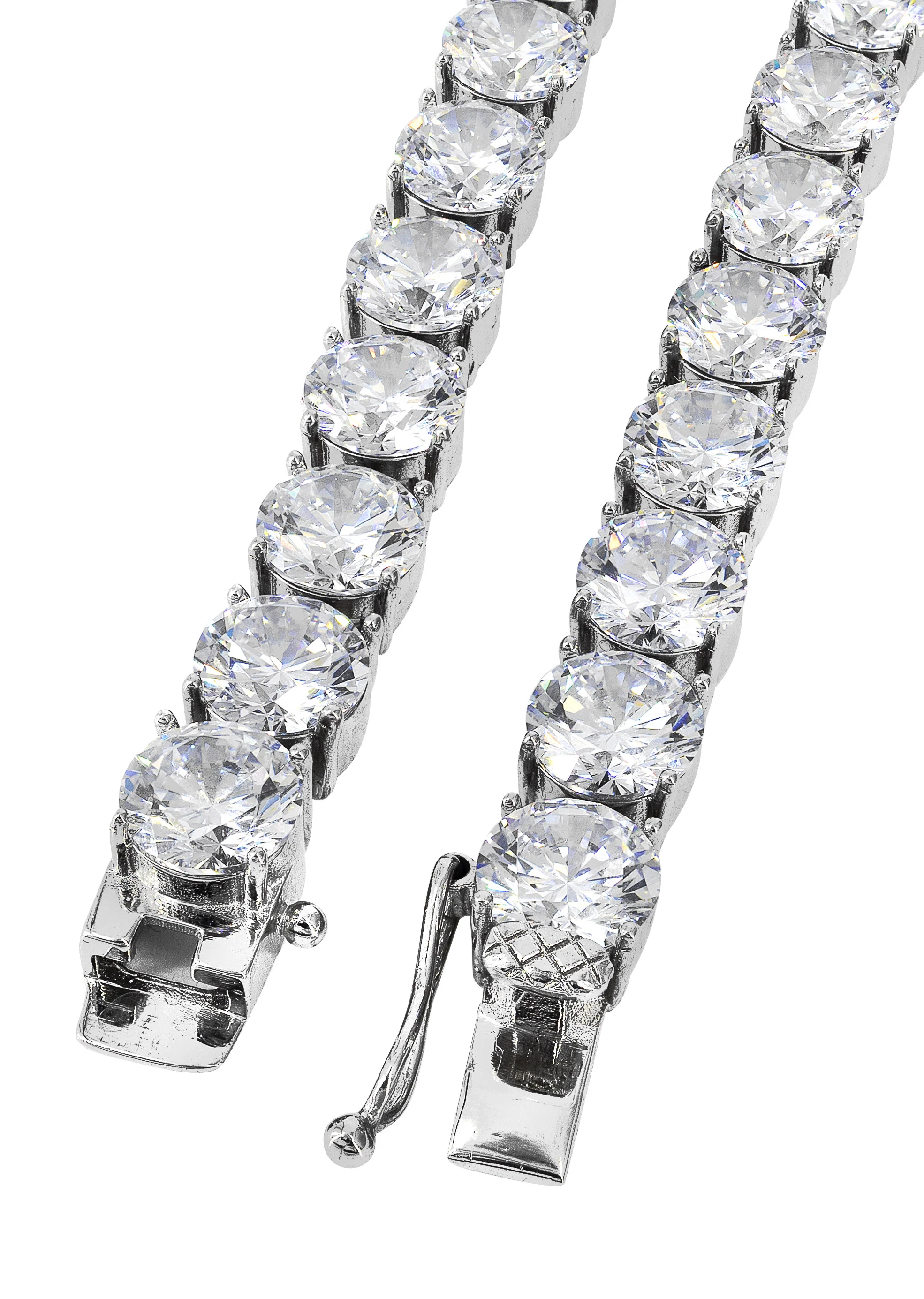 White Gold Plated Mens Tennis Chain - Image 5