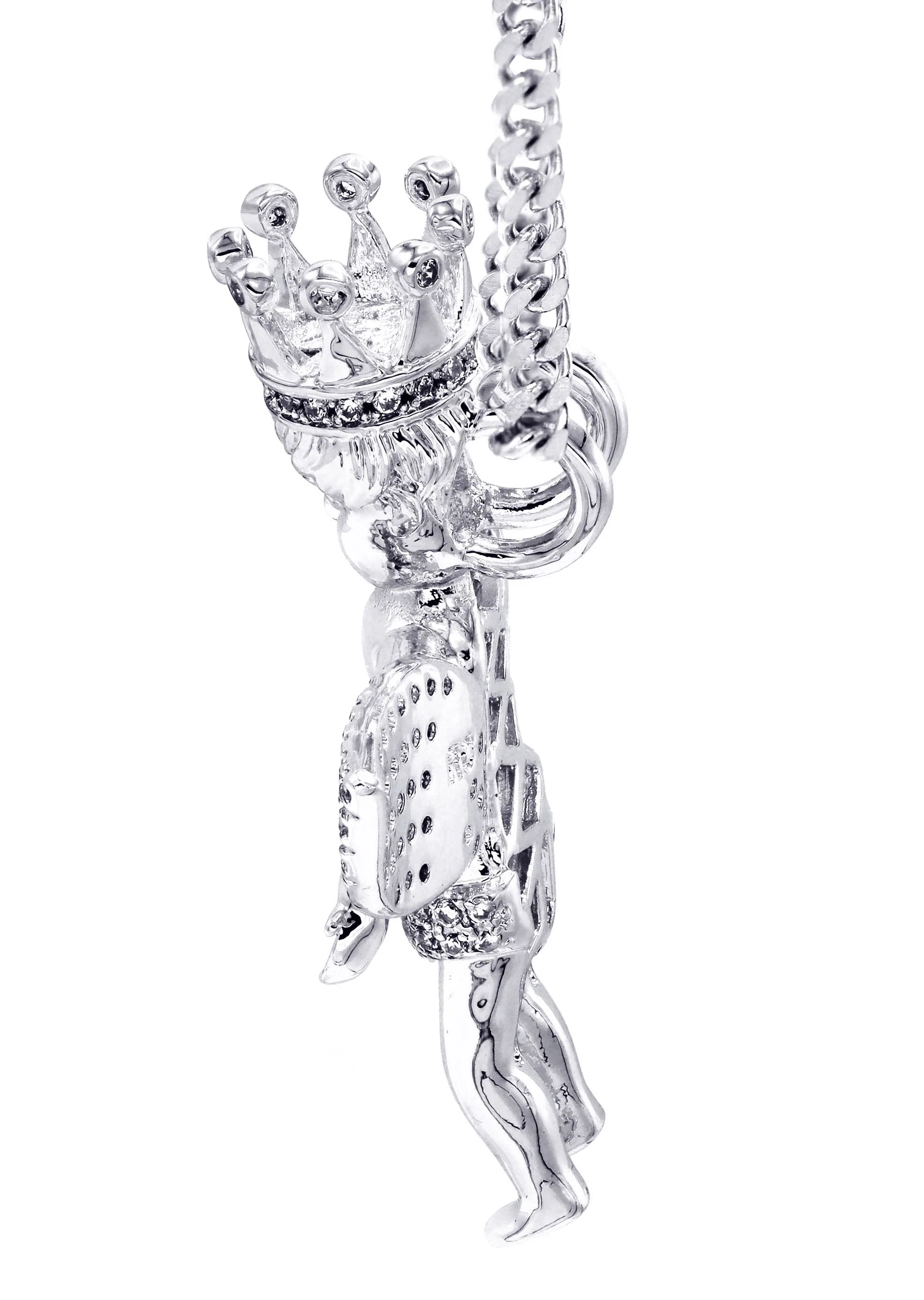 White Gold Plated Cuban Link Chain & Angel Pendant | Appx. 16.3 Grams - Image 4