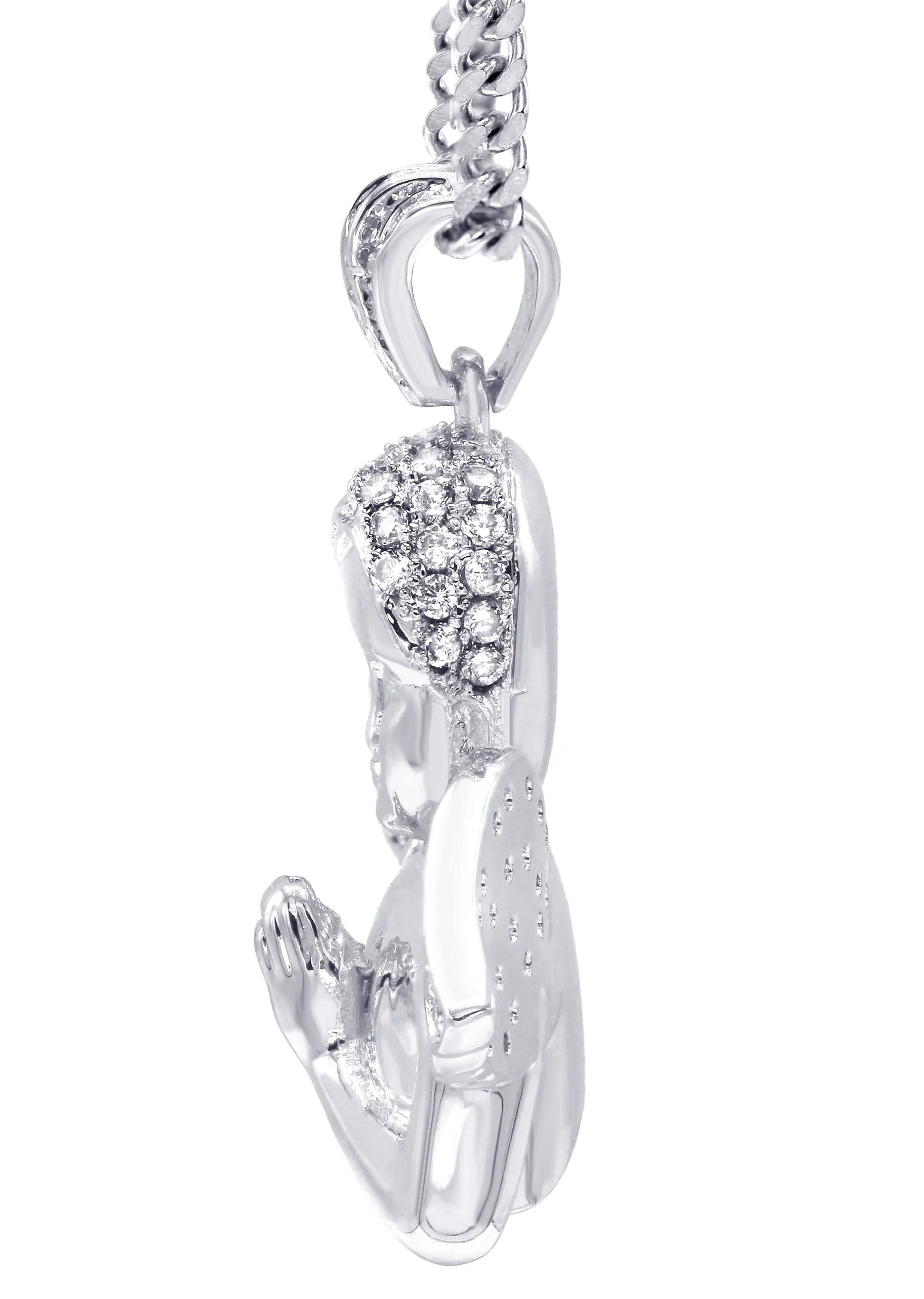 White Gold Plated Cuban Link Chain & Angel Pendant | Appx. 19.4 Grams - Image 3
