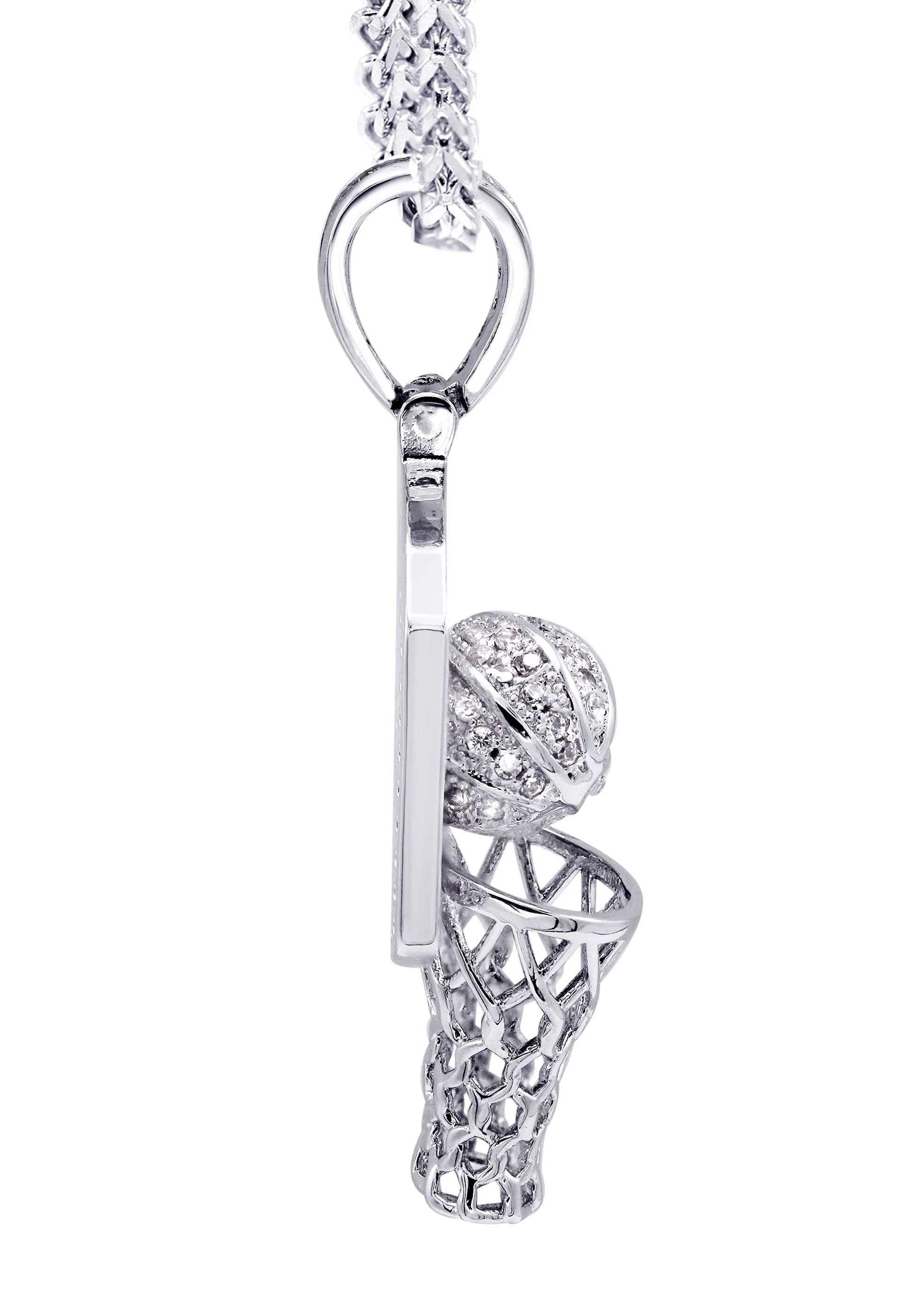 White Gold Plated Cuban Link Chain & Basketball Pendant | Appx. 27.3 Grams - Image 4
