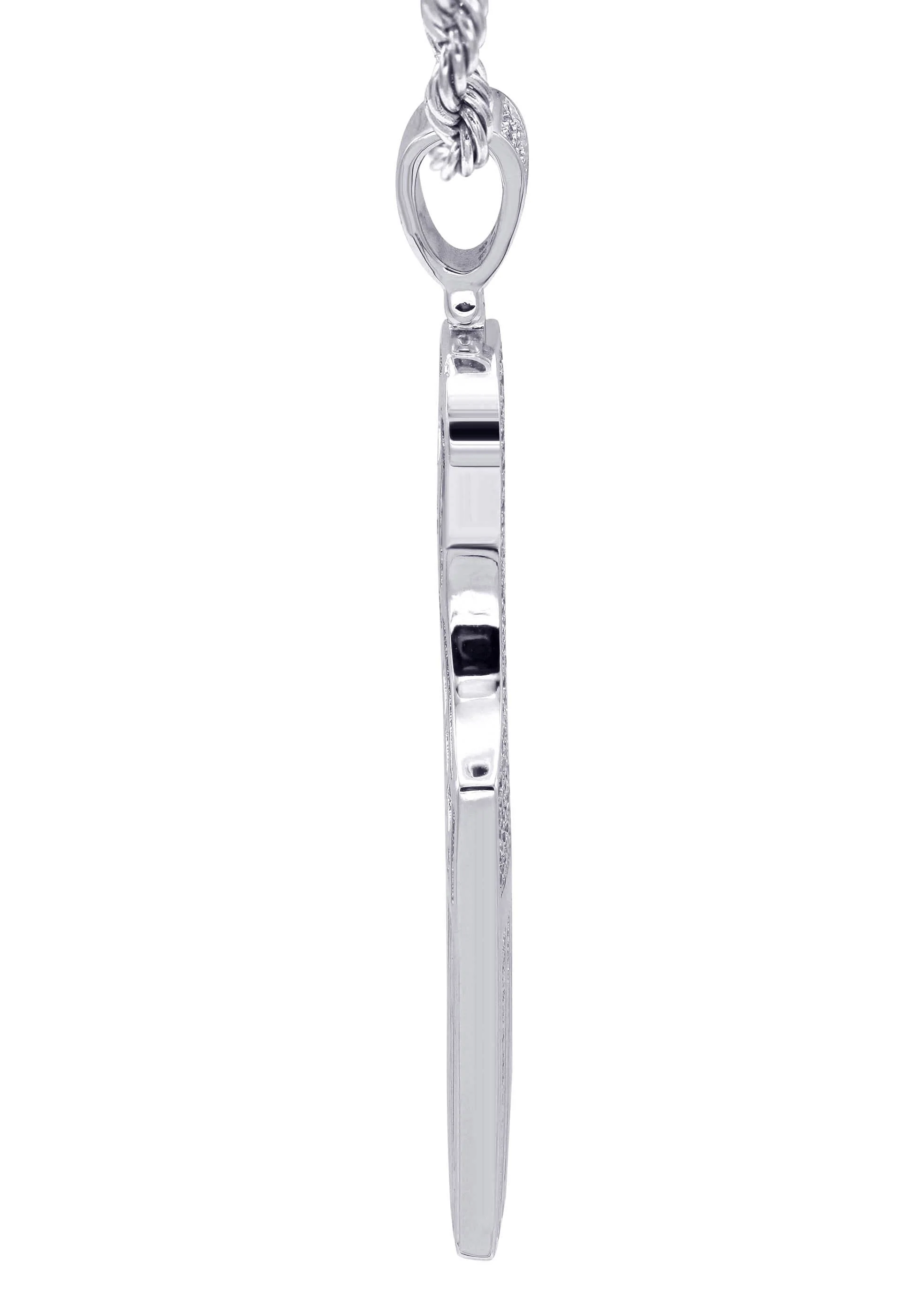 White Gold Plated Cuban Link Chain & Comb Pendant | Appx. 18 Grams - Image 4