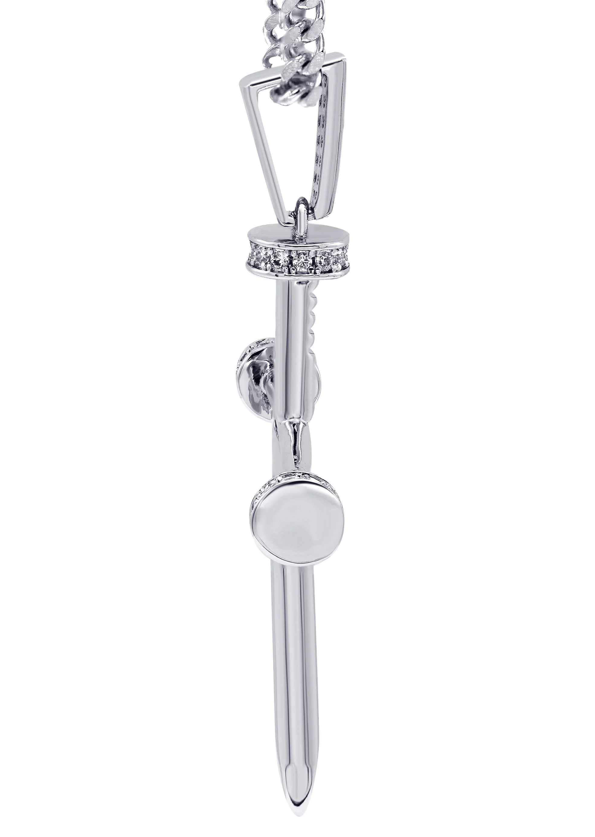White Gold Plated Cuban Link Chain & Cross Pendant | Appx. 14.5 Grams - Image 4