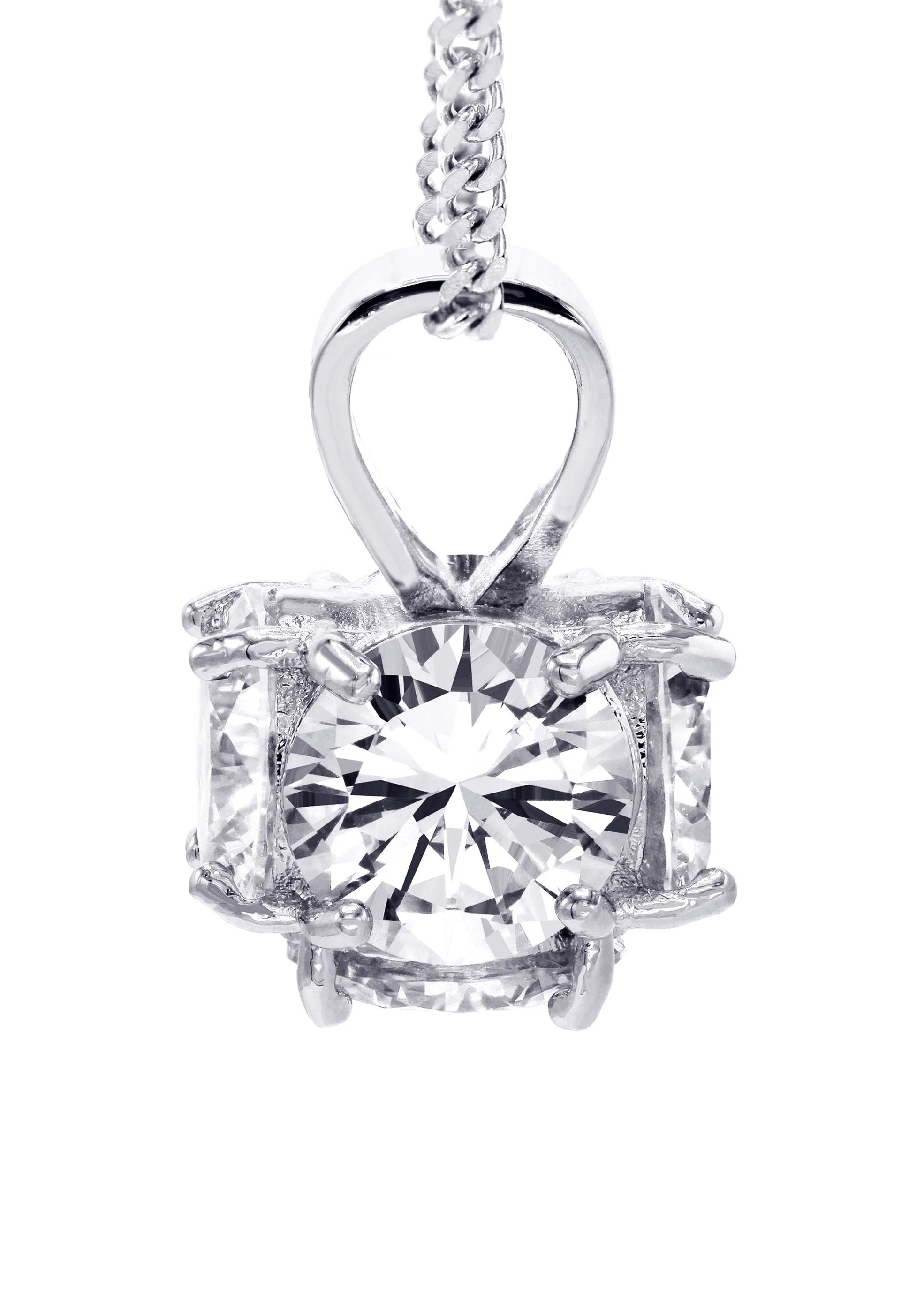 White Gold Plated Cuban Link Chain & Cubic Zirconia Pendant | Appx. 19 Grams - Image 3