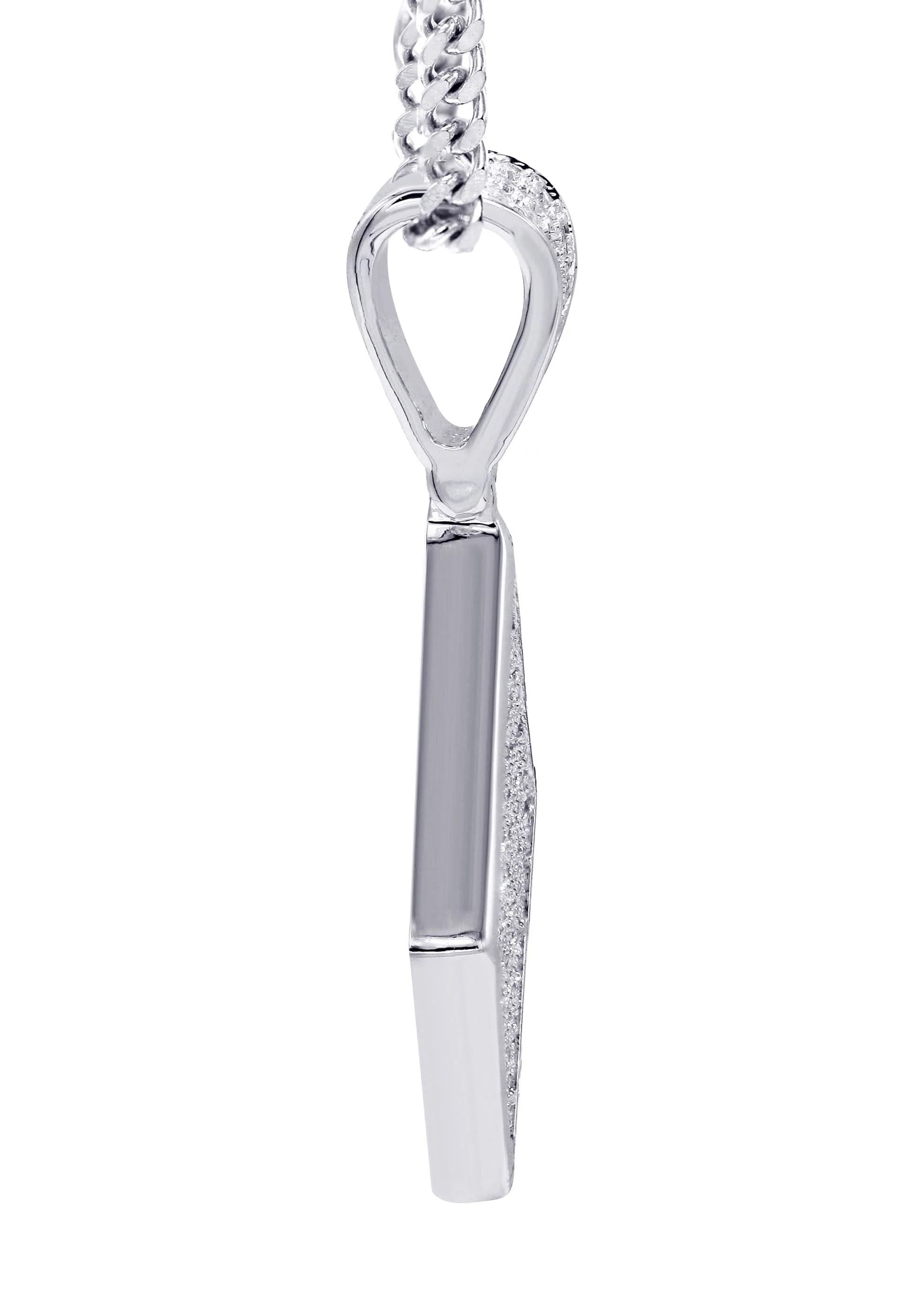 White Gold Plated Cuban Link Chain & Iced Out Pendant | Appx. 16.1 Grams - Image 4