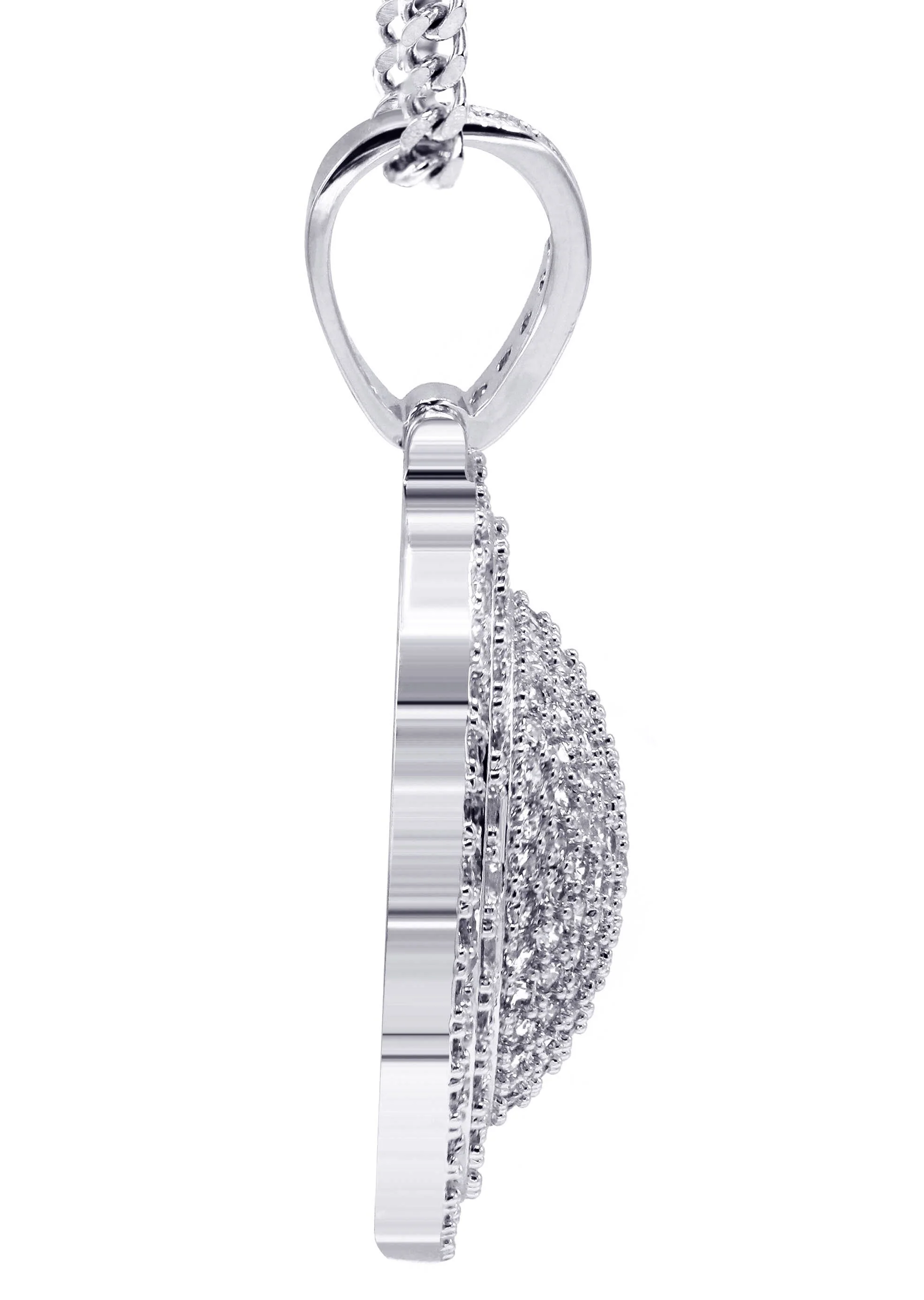 White Gold Plated Cuban Link Chain & Dog Tag Pendant | Appx. 30.3 Grams - Image 4
