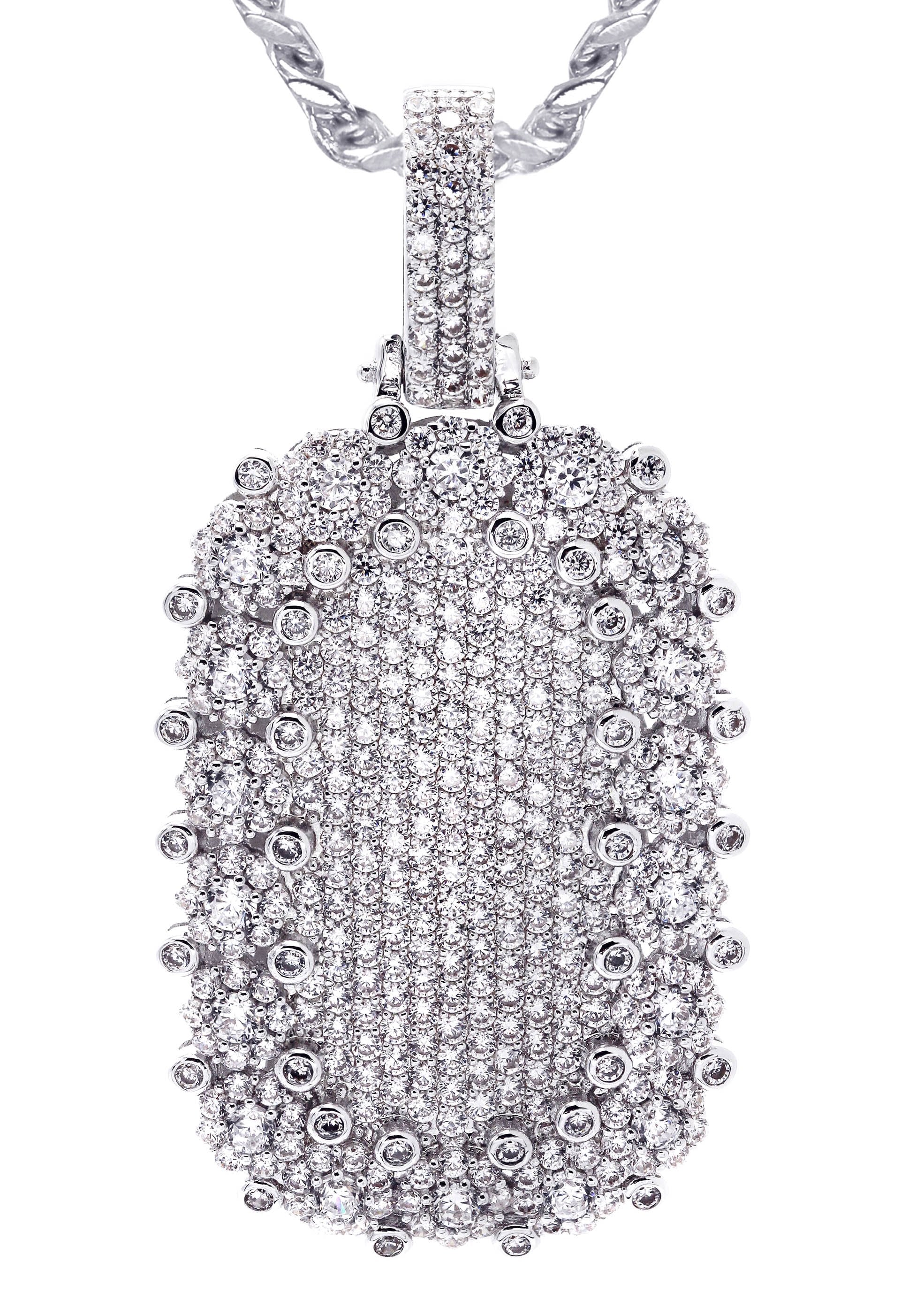 White Gold Plated Cuban Link Chain & Dog Tag Pendant | Appx. 40.2 Grams - Image 2