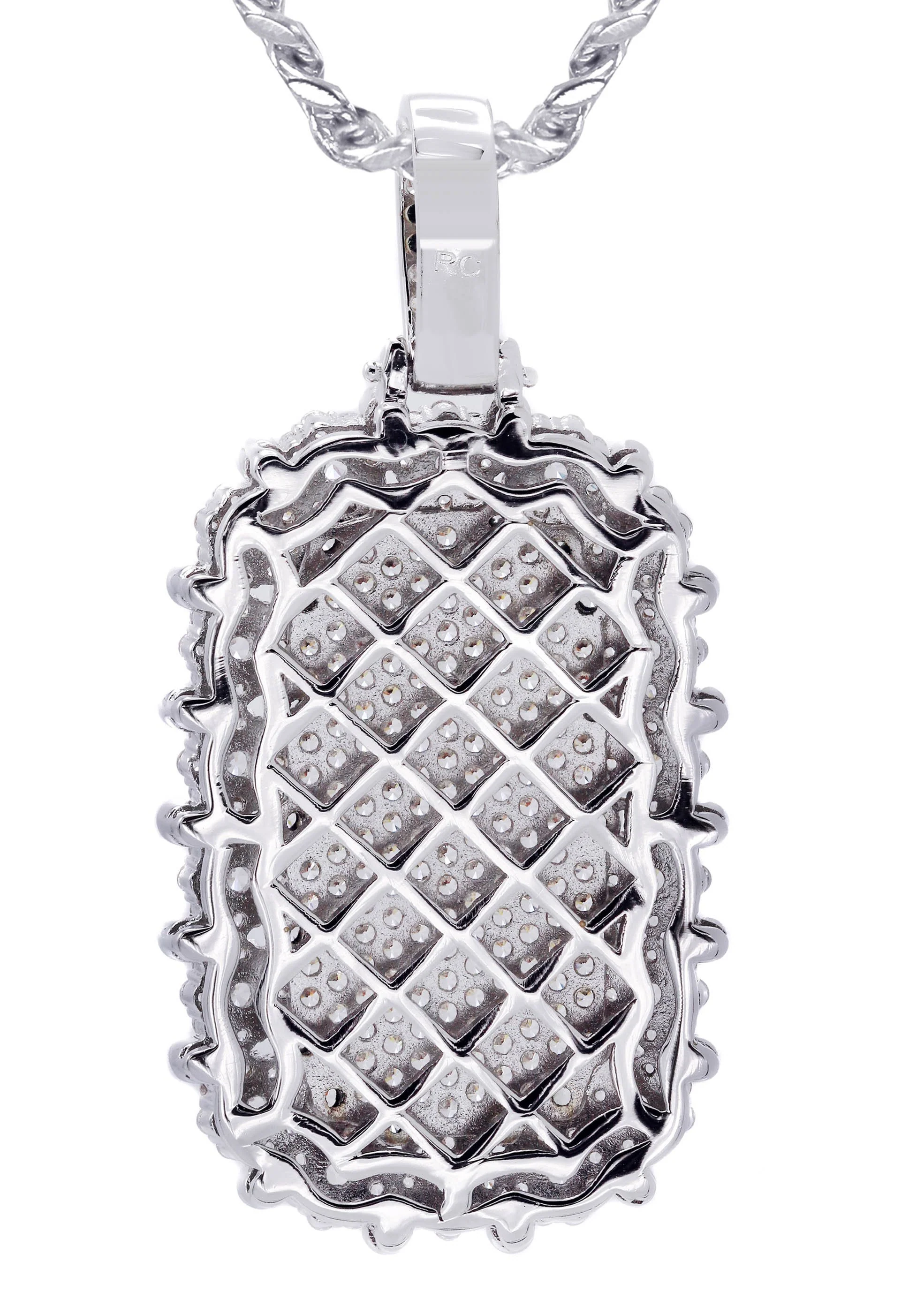 White Gold Plated Cuban Link Chain & Dog Tag Pendant | Appx. 40.2 Grams - Image 3