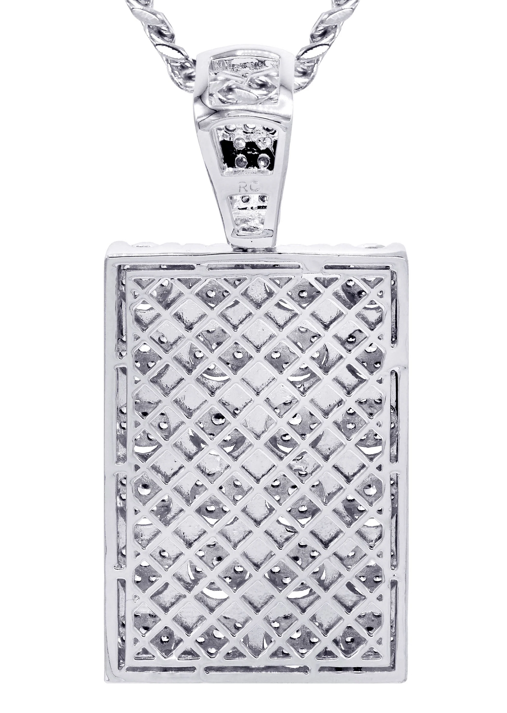 White Gold Plated Cuban Link Chain & Dog Tag Pendant | Appx. 40.2 Grams - Image 3