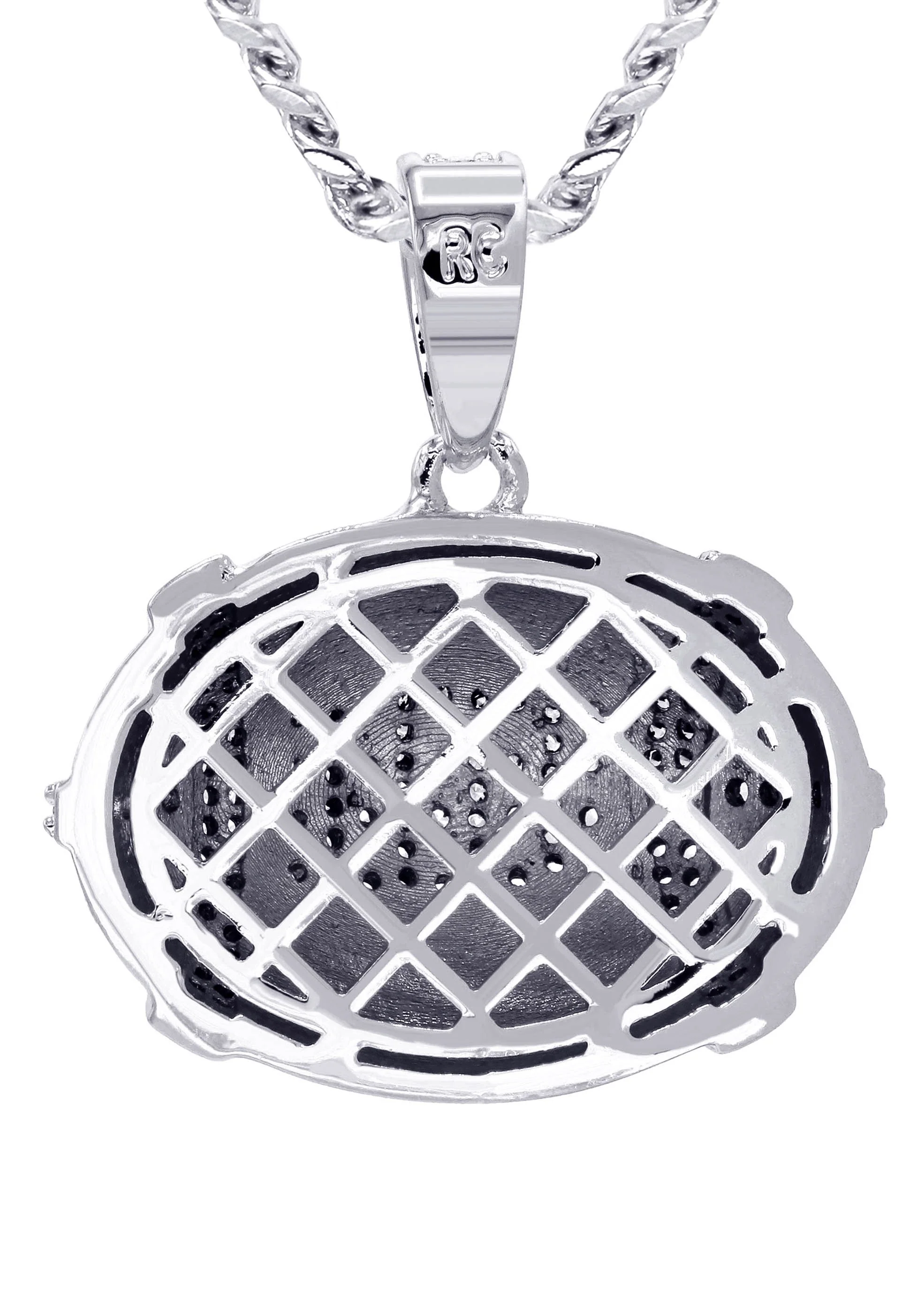 White Gold Plated Cuban Link Chain & Football Pendant | Appx. 15.3 Grams - Image 3
