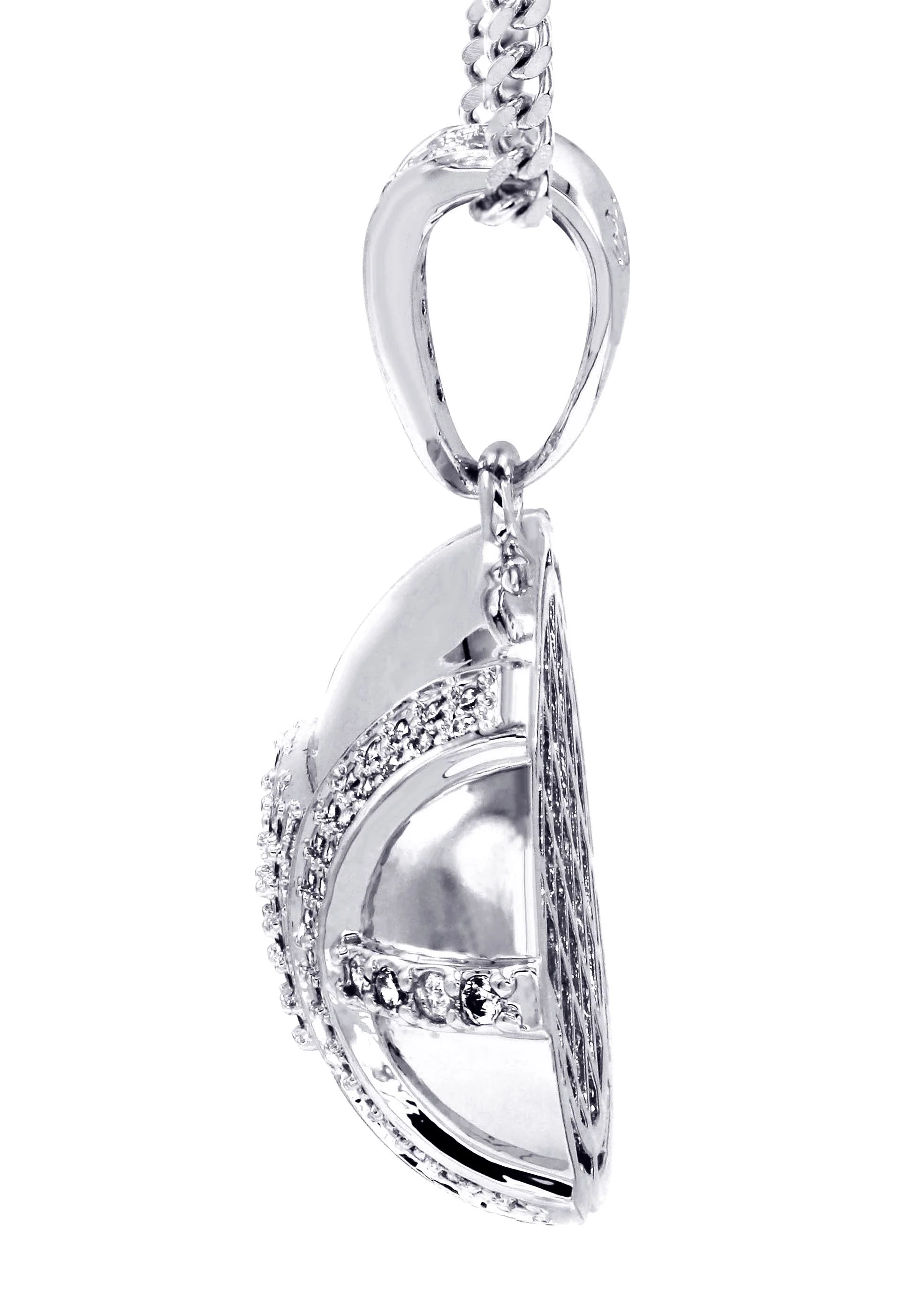 White Gold Plated Cuban Link Chain & Football Pendant | Appx. 15.3 Grams - Image 4
