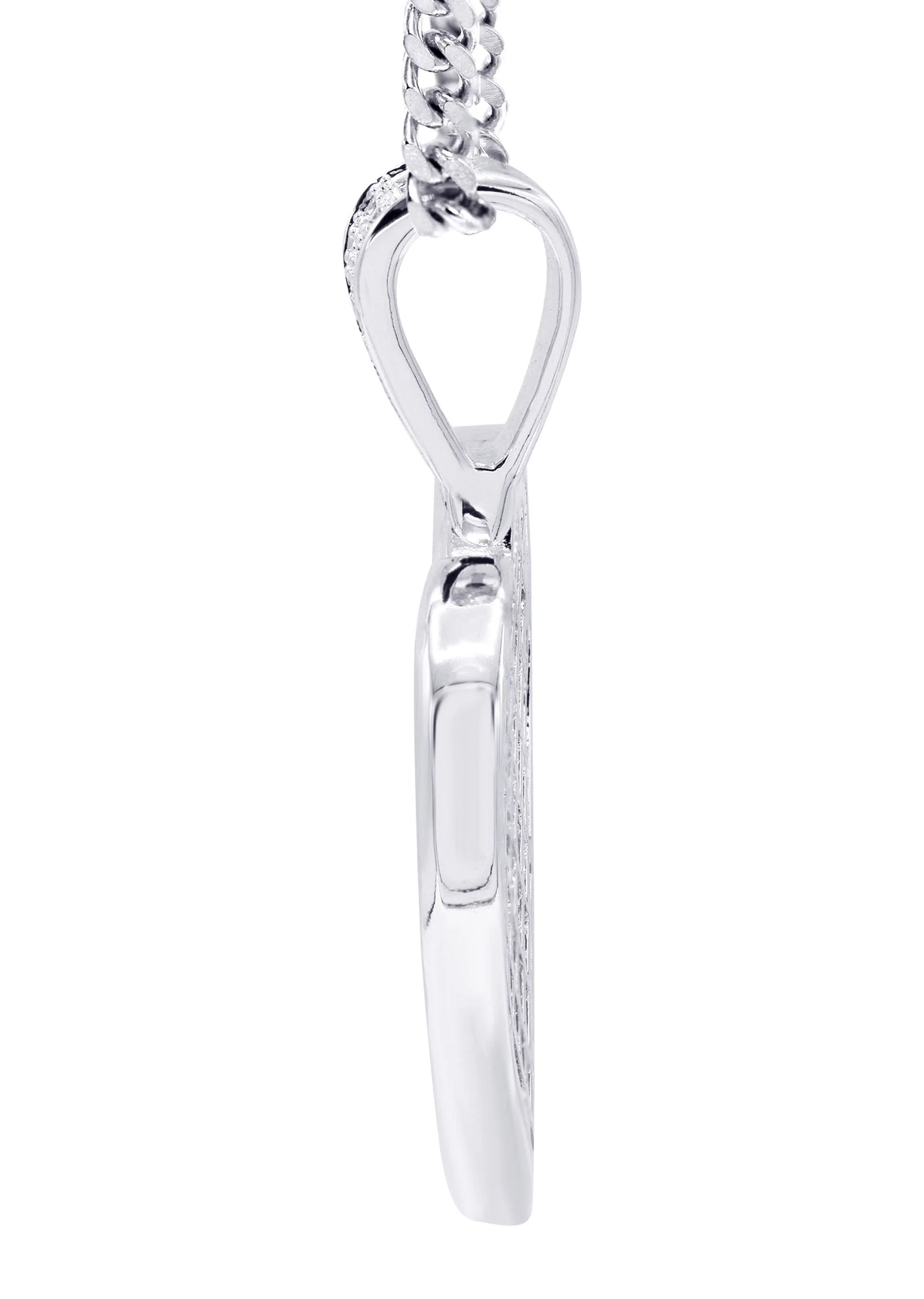 White Gold Plated Cuban Link Chain & Heart Pendant | Appx. 19.5 Grams - Image 4
