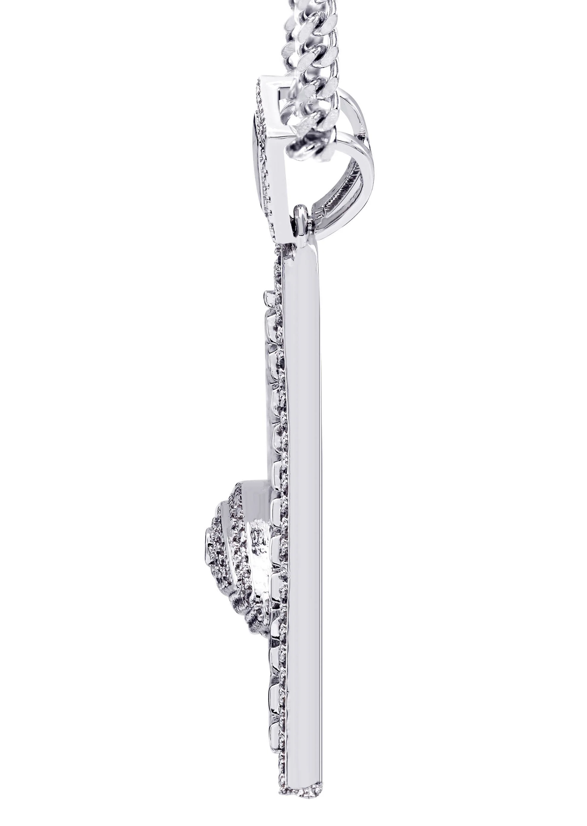 White Gold Plated Cuban Link Chain & Illuminate Pendant | Appx. 27.3 Grams - Image 4