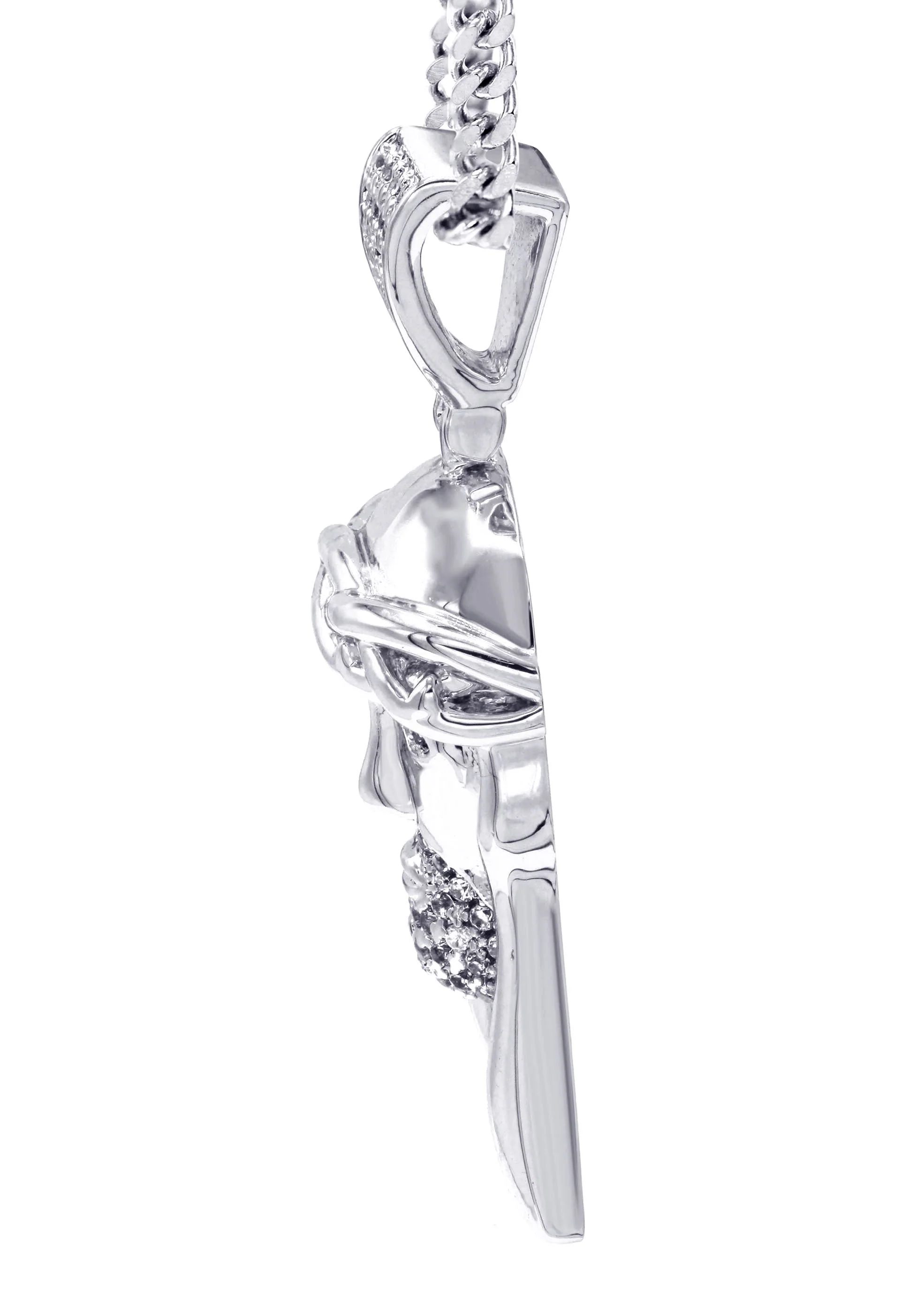 White Gold Plated Cuban Link Chain & Jesus Head Pendant | Appx. 20.1 Grams - Image 4