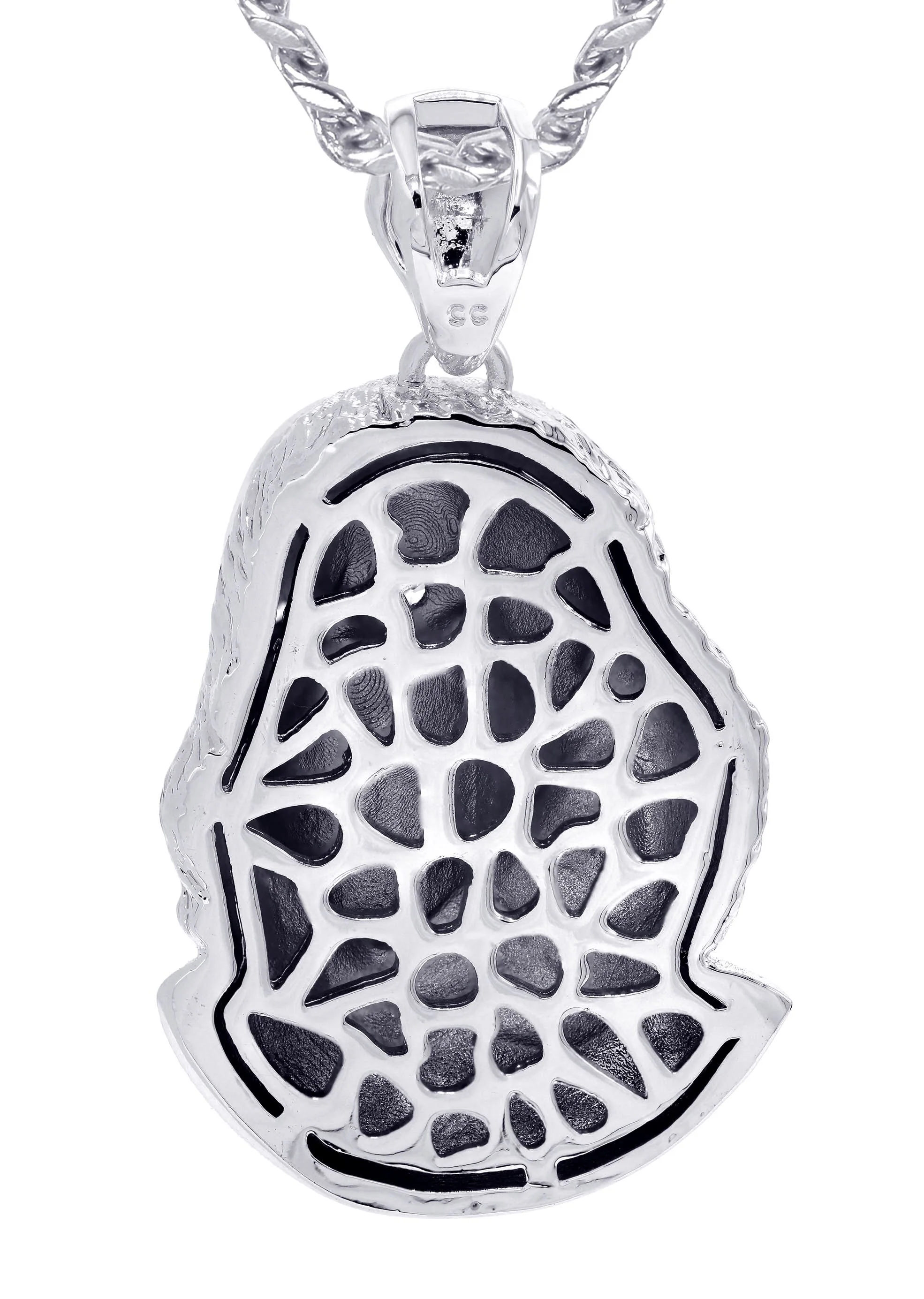 White Gold Plated Cuban Link Chain & Masked Benjamin Franklin Pendant | Appx. 32.1 Grams - Image 3