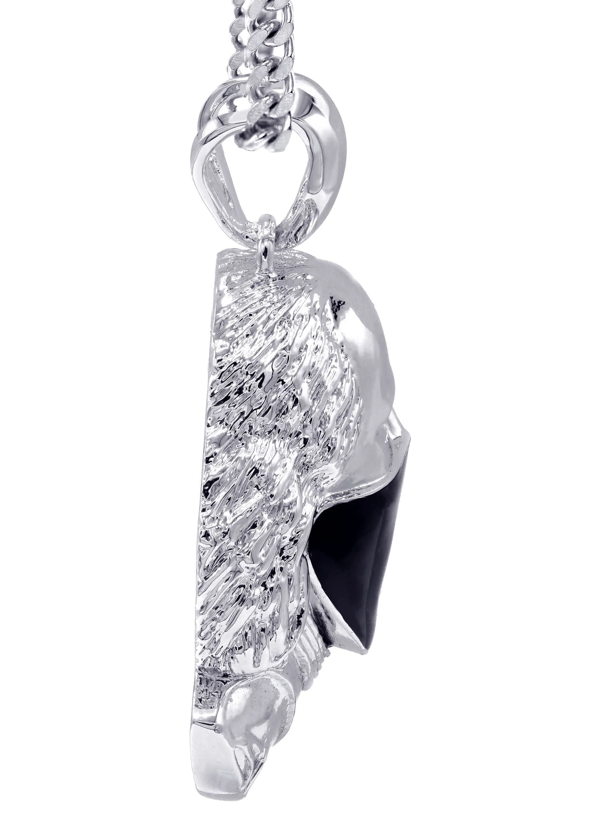 White Gold Plated Cuban Link Chain & Masked Benjamin Franklin Pendant | Appx. 32.1 Grams - Image 4