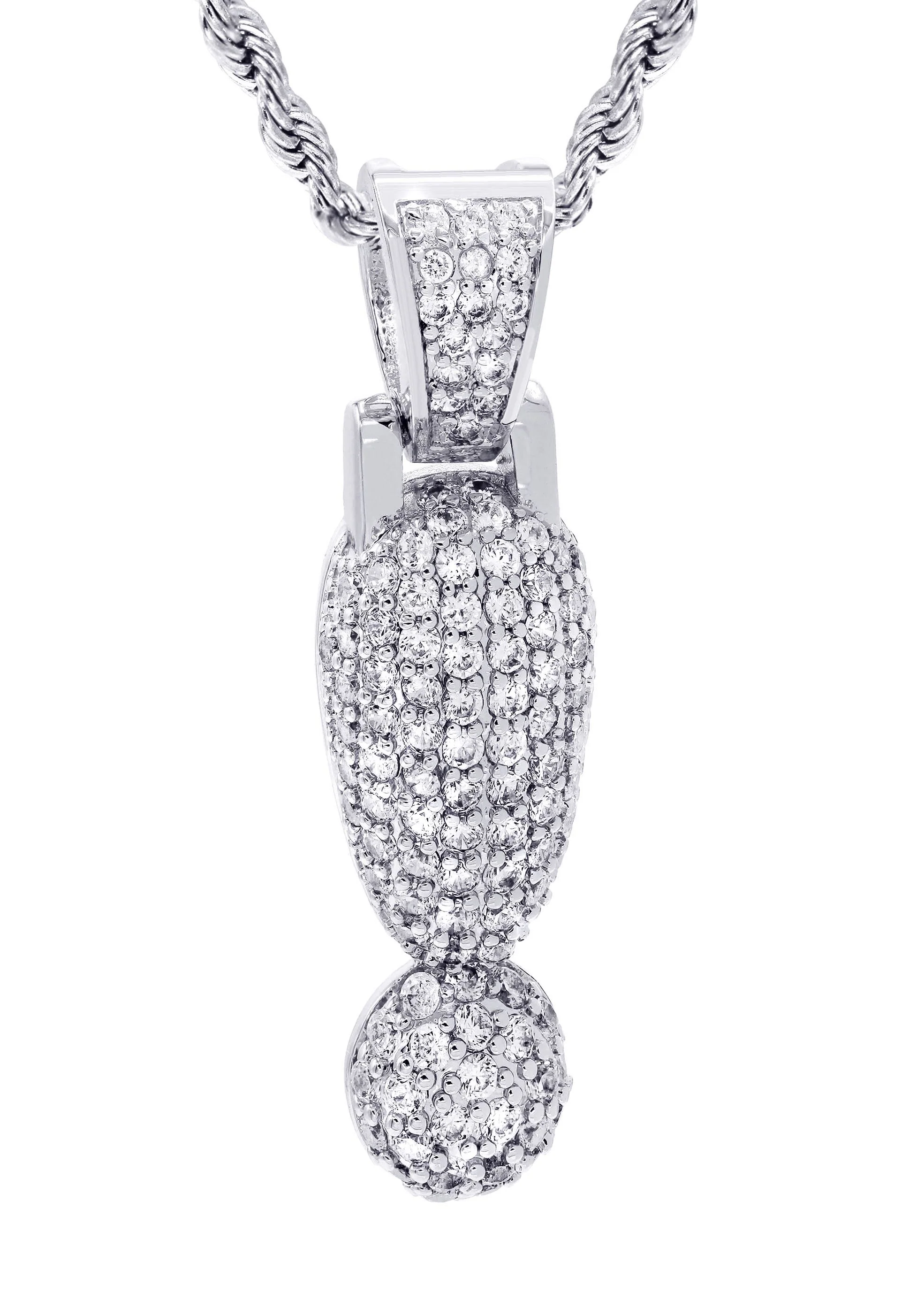 White Gold Plated Cuban Link Chain & ! Pendant | Appx. 13.1 Grams - Image 2