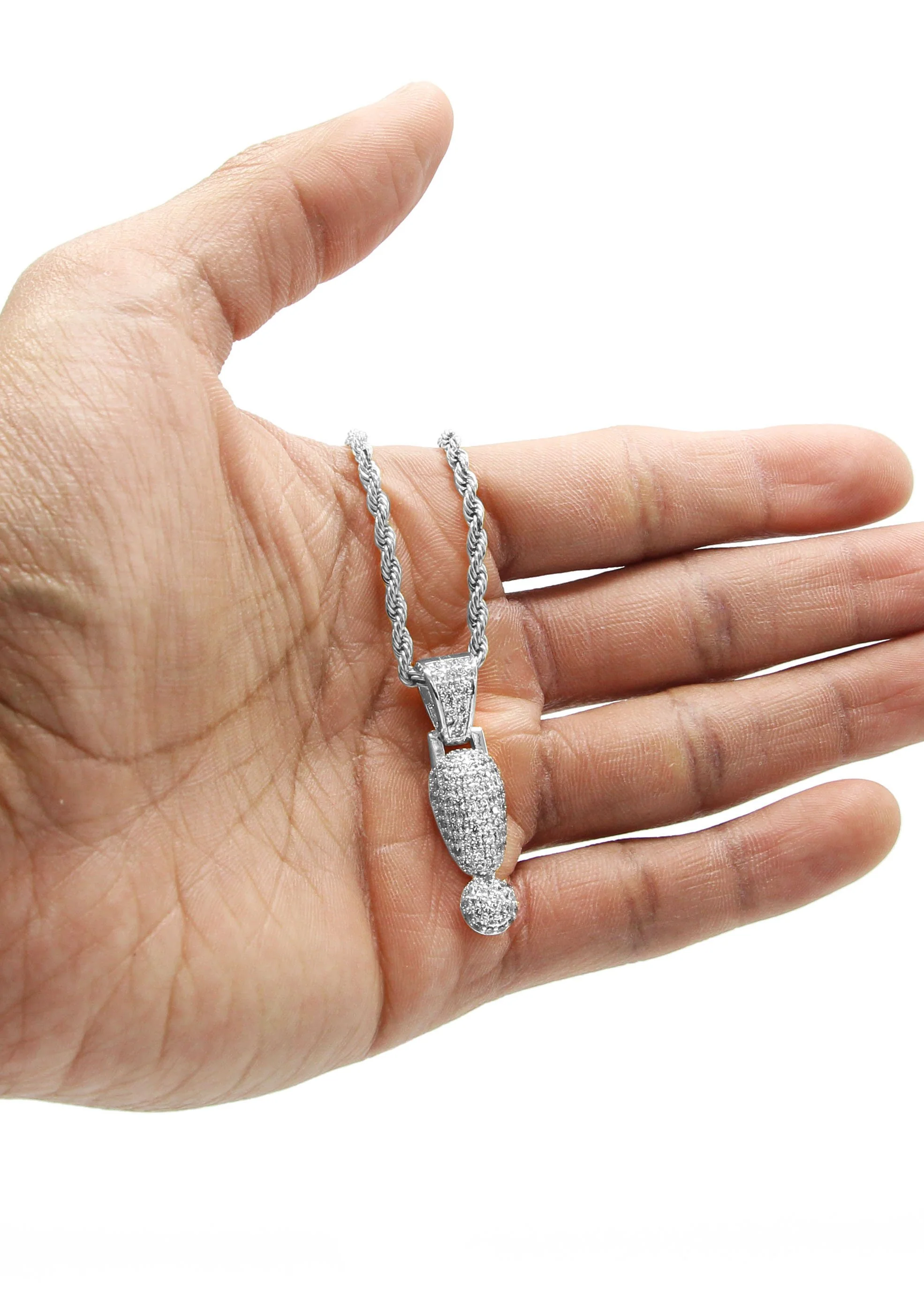 White Gold Plated Cuban Link Chain & ! Pendant | Appx. 13.1 Grams - Image 5