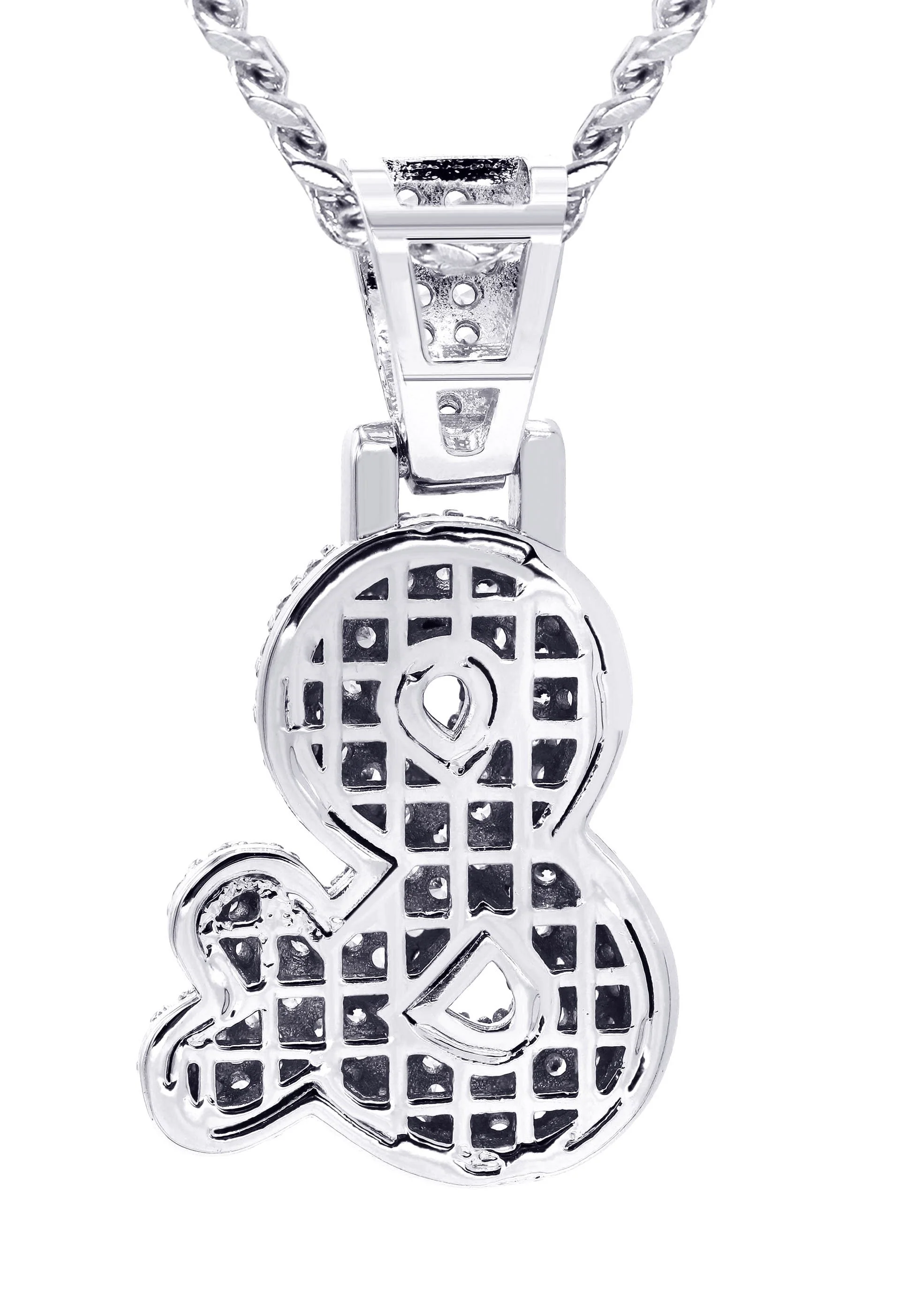 White Gold Plated Cuban Link Chain & & Pendant | Appx. 15.8 Grams - Image 3