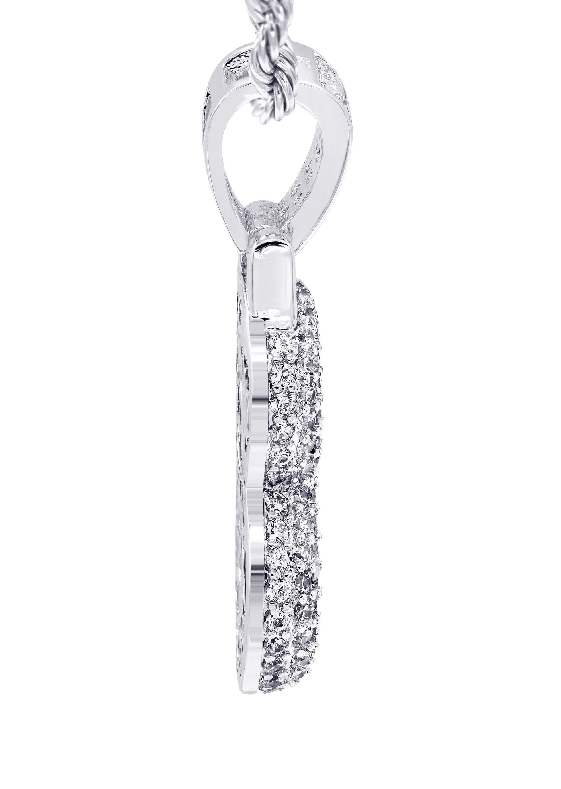 White Gold Plated Cuban Link Chain & & Pendant | Appx. 15.8 Grams - Image 4