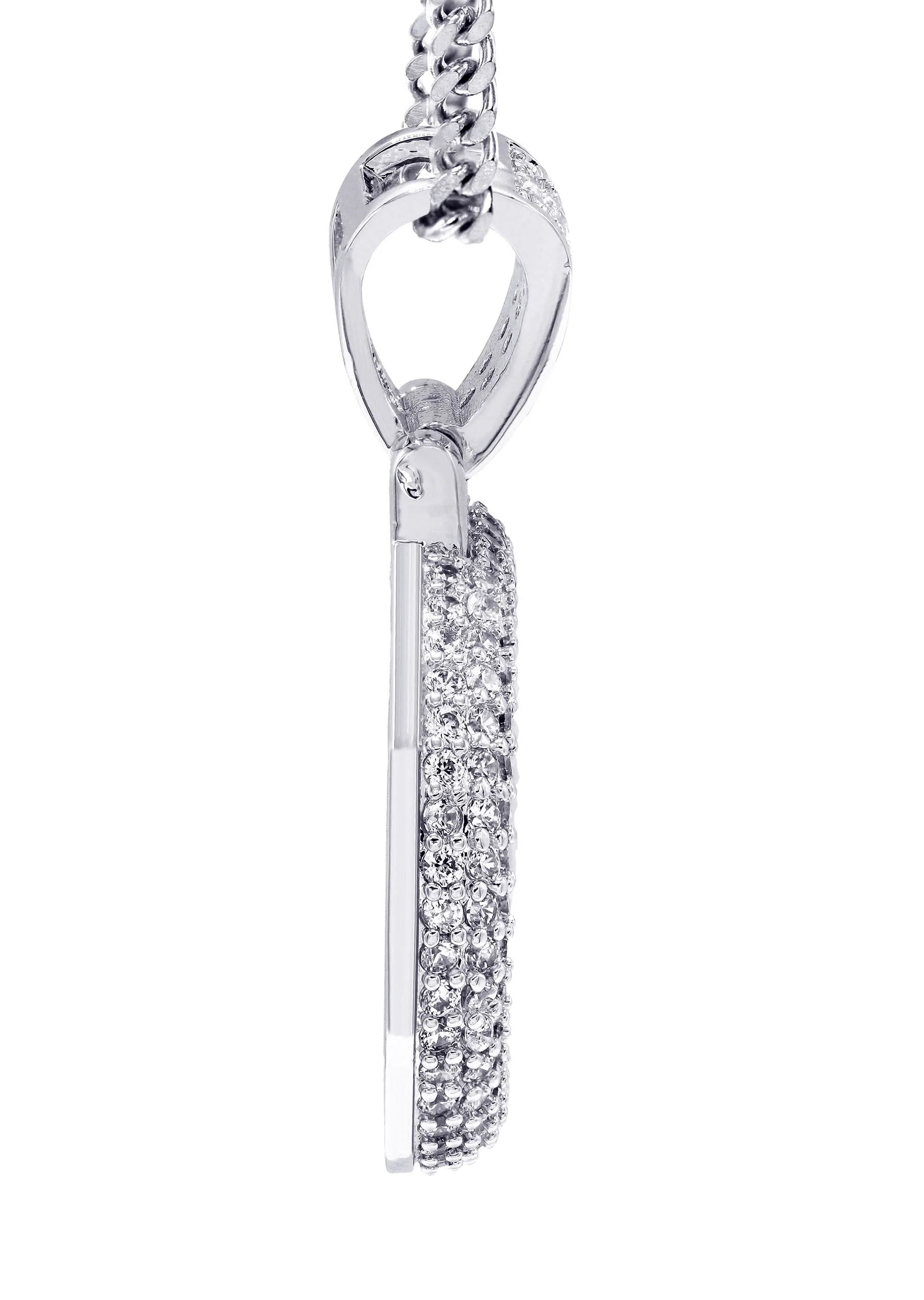 White Gold Plated Cuban Link Chain & @ Pendant | Appx. 18 Grams - Image 4