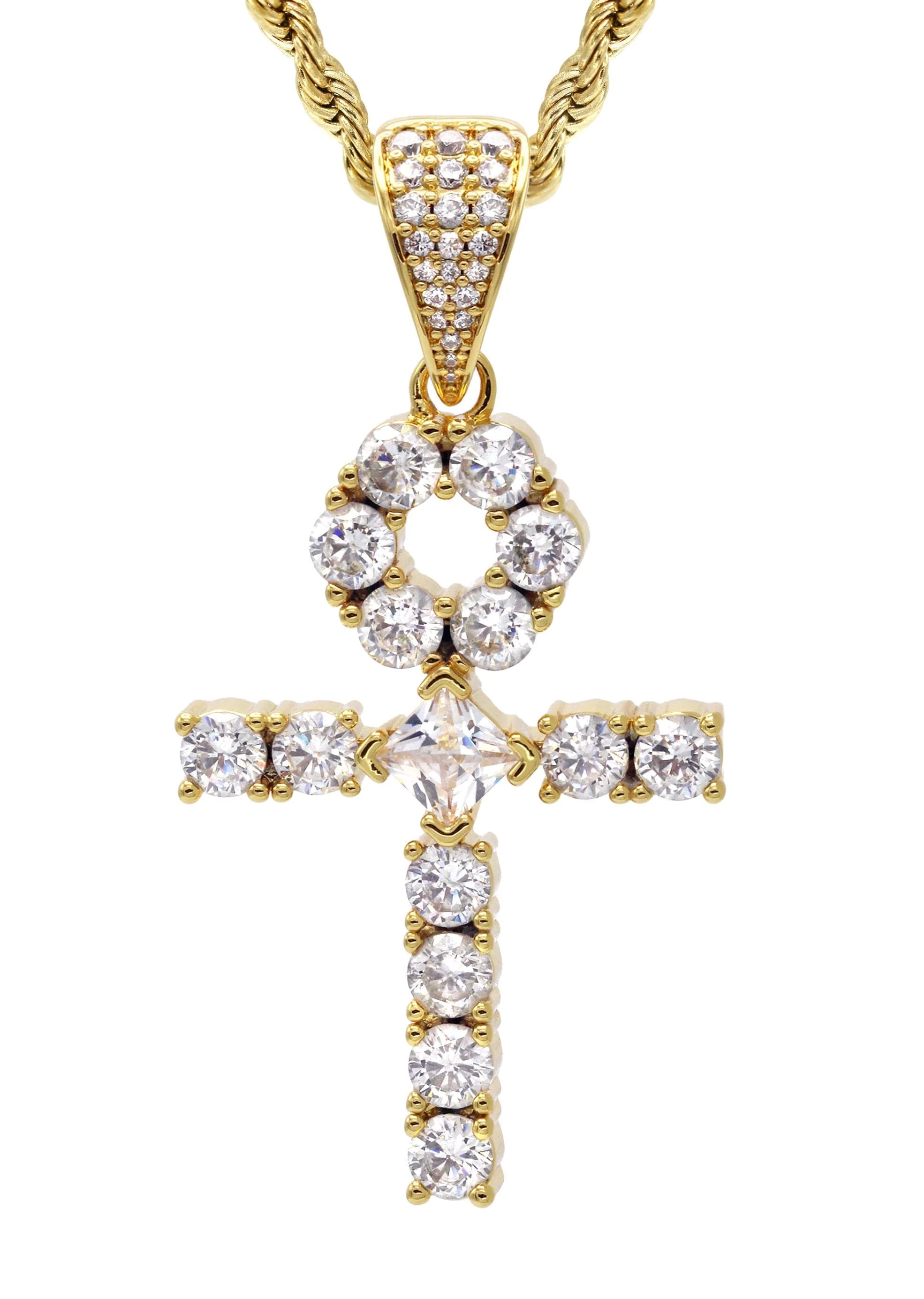 Gold Plated Rope Chain & Ankh Pendant | Appx. 10 Grams - Image 2