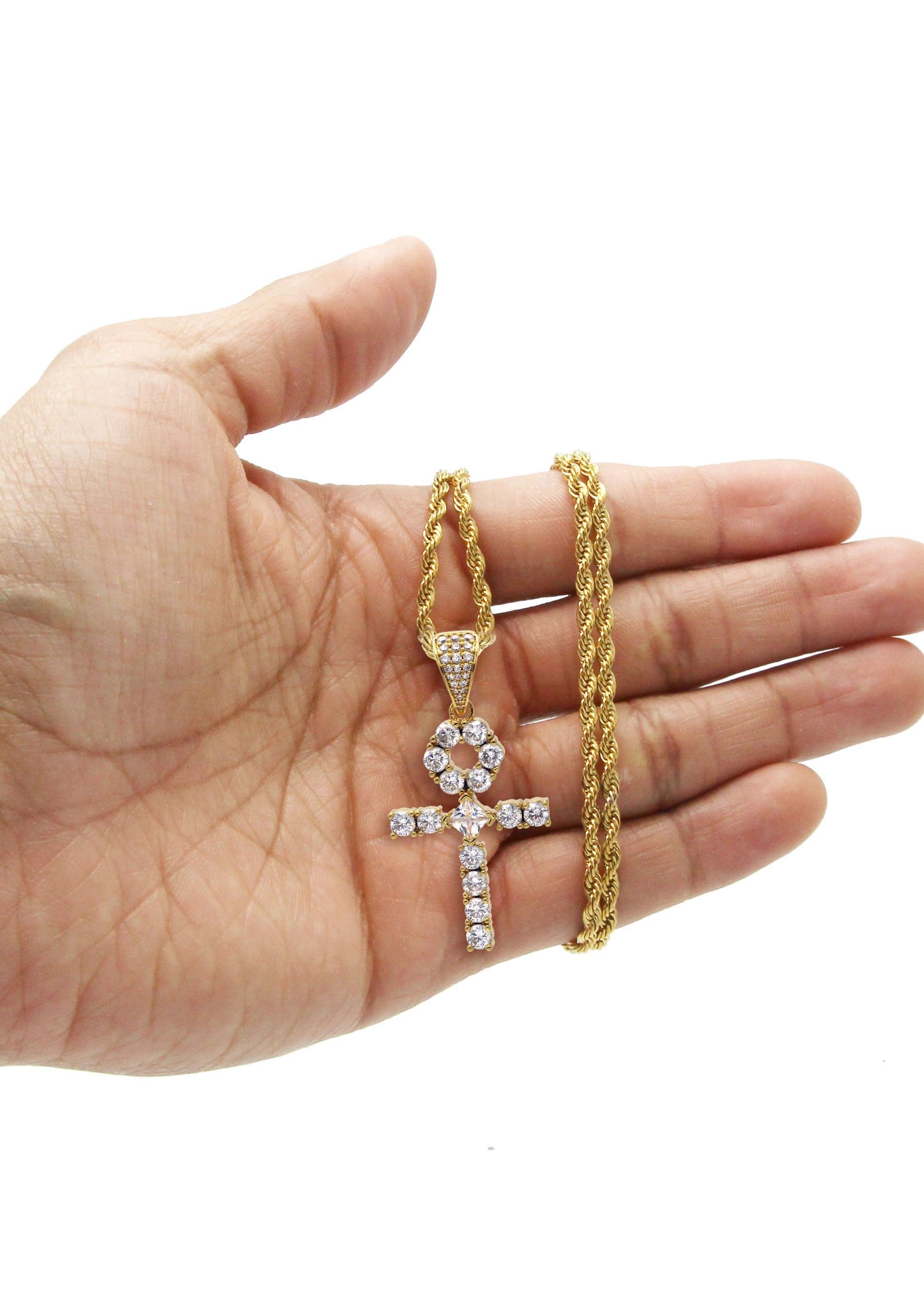 Gold Plated Rope Chain & Ankh Pendant | Appx. 10 Grams - Image 5