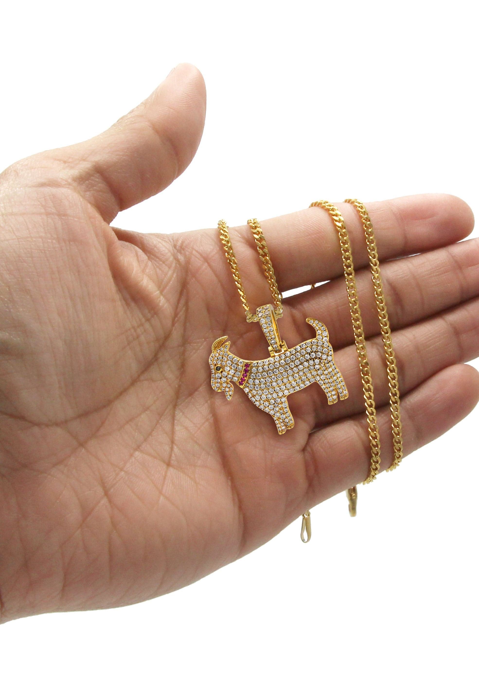 Gold Plated Cuban Link Chain & Goat Pendant | Appx. 14.5 Grams - Image 5