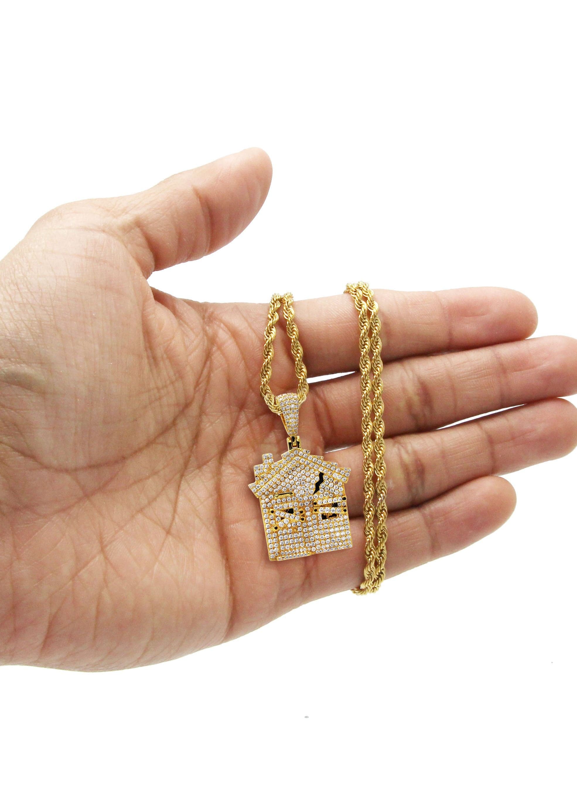 Gold Plated Rope Chain & House Pendant | Appx. 18.7 Grams - Image 5