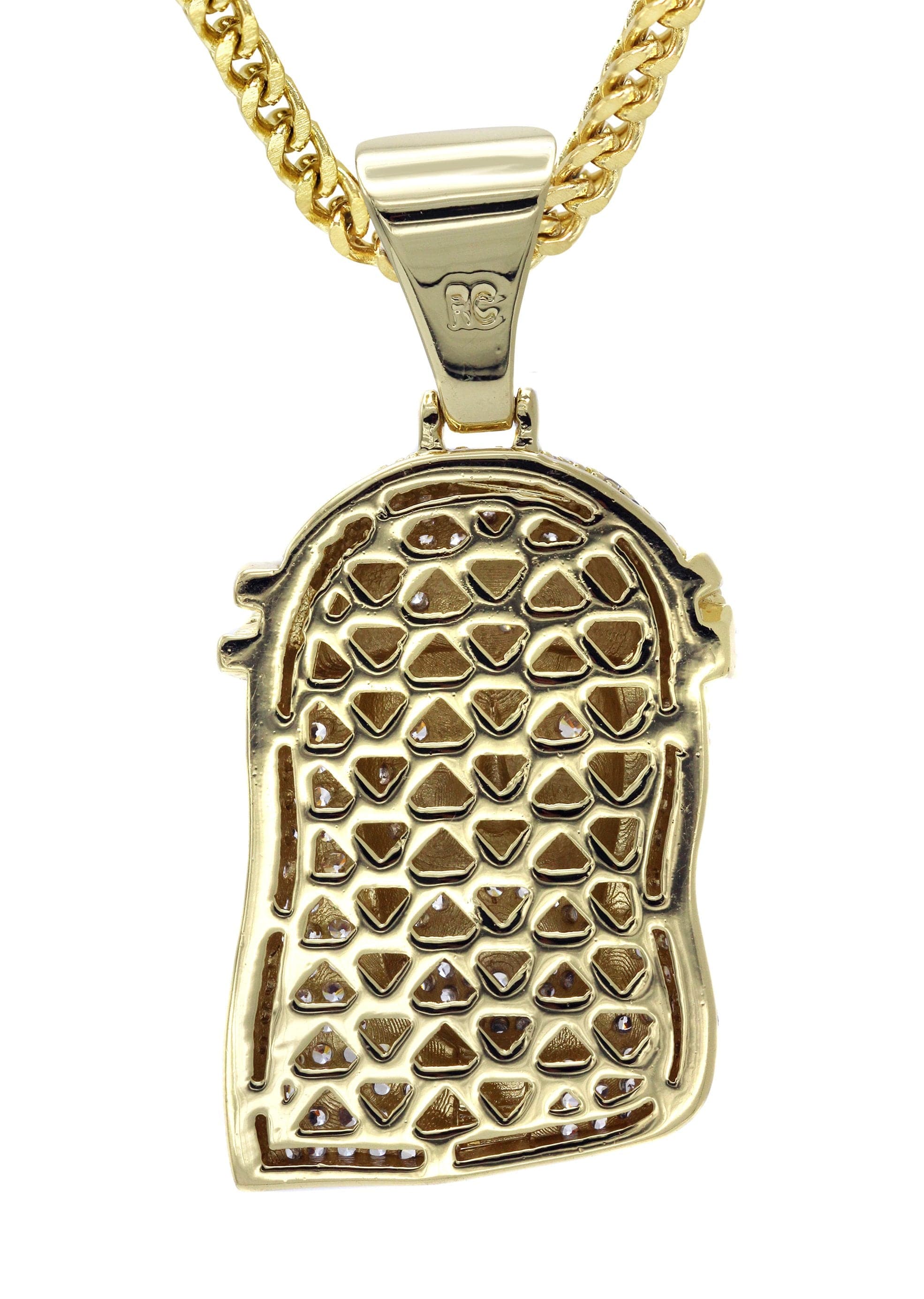 Gold Plated Franco Link Chain & Jesus Head Pendant | Appx. 14.8 Grams - Image 3