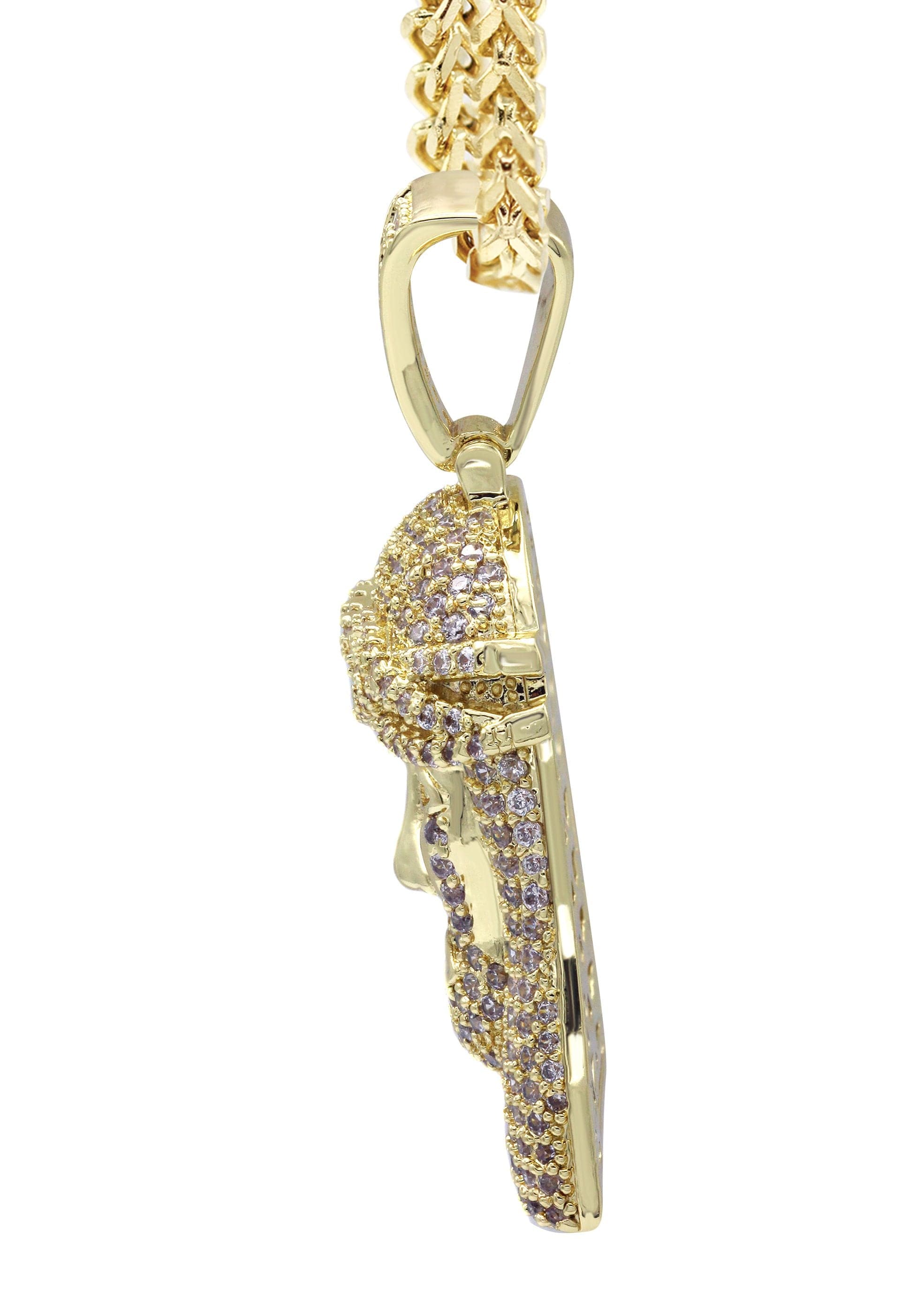 Gold Plated Franco Link Chain & Jesus Head Pendant | Appx. 14.8 Grams - Image 4