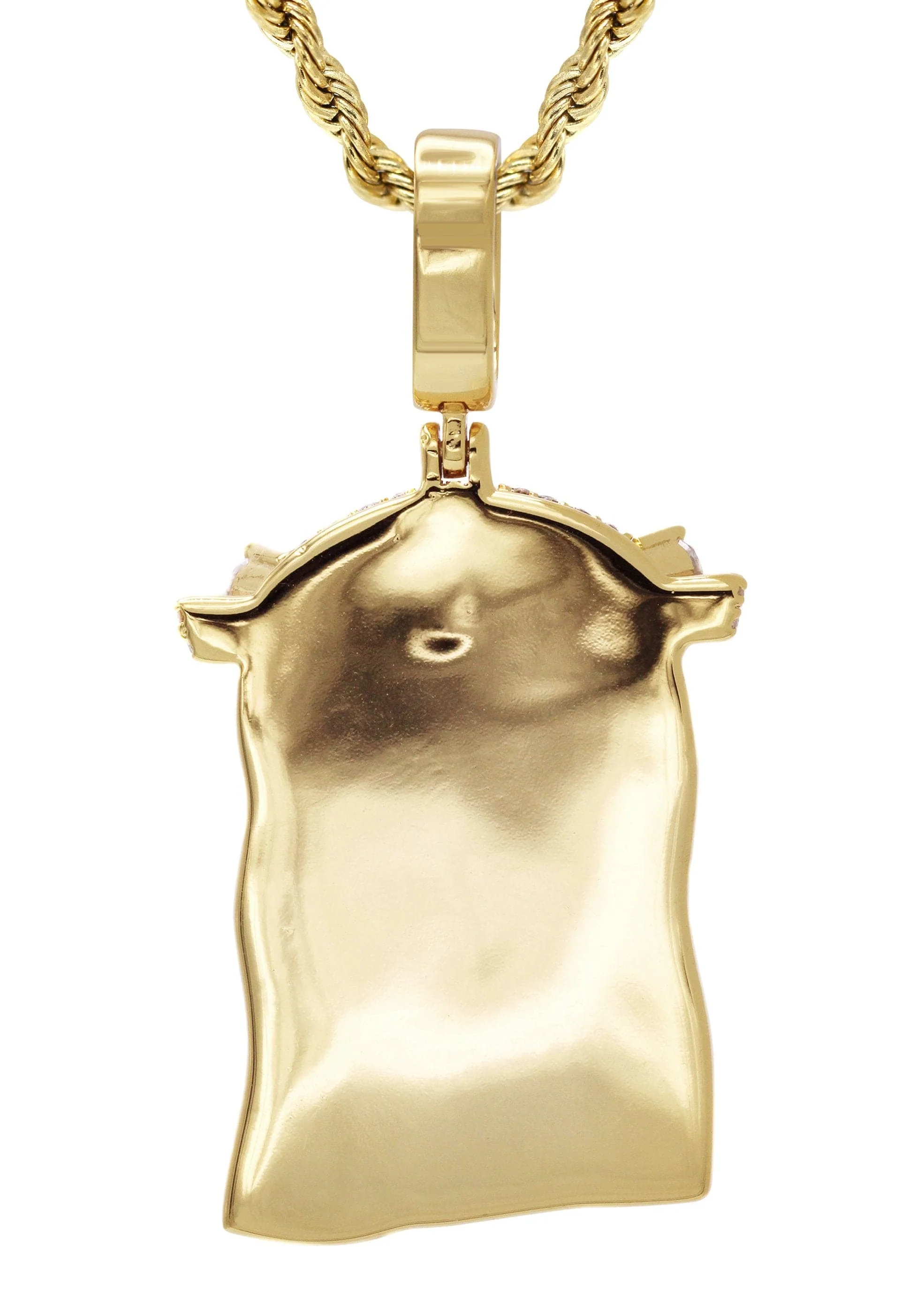 Gold Plated Rope Chain & Jesus Head Pendant | Appx. 26.7 Grams - Image 3
