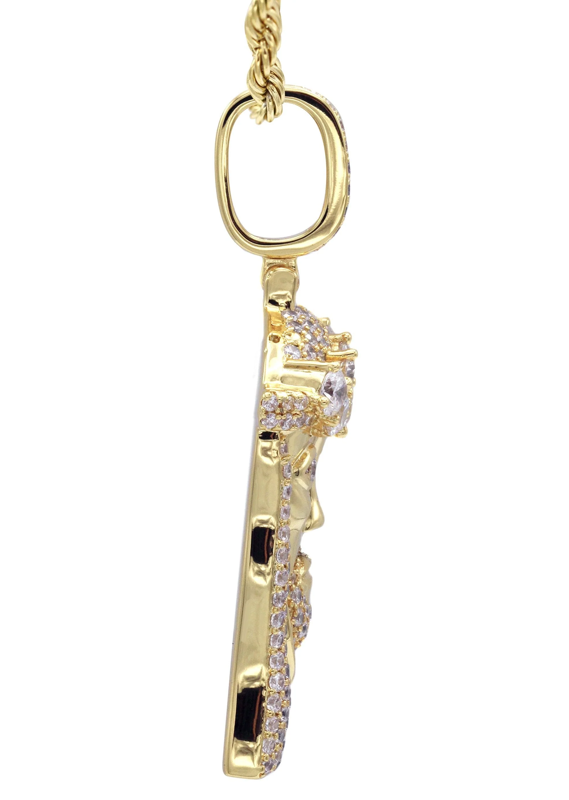 Gold Plated Rope Chain & Jesus Head Pendant | Appx. 26.7 Grams - Image 4