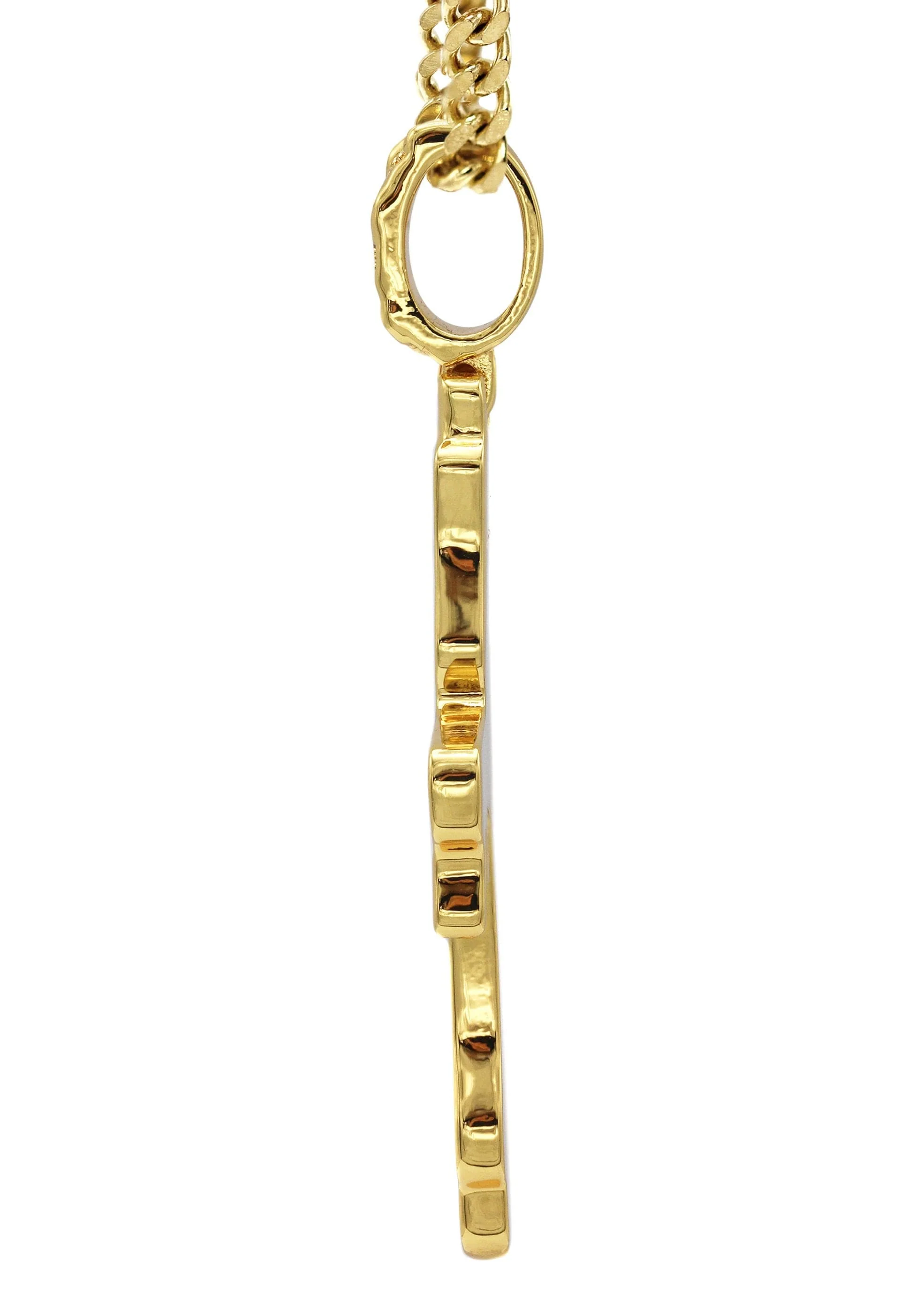 Gold Plated Cuban Link Chain & Melting Cross Pendant | Appx. 10.9 Grams - Image 3