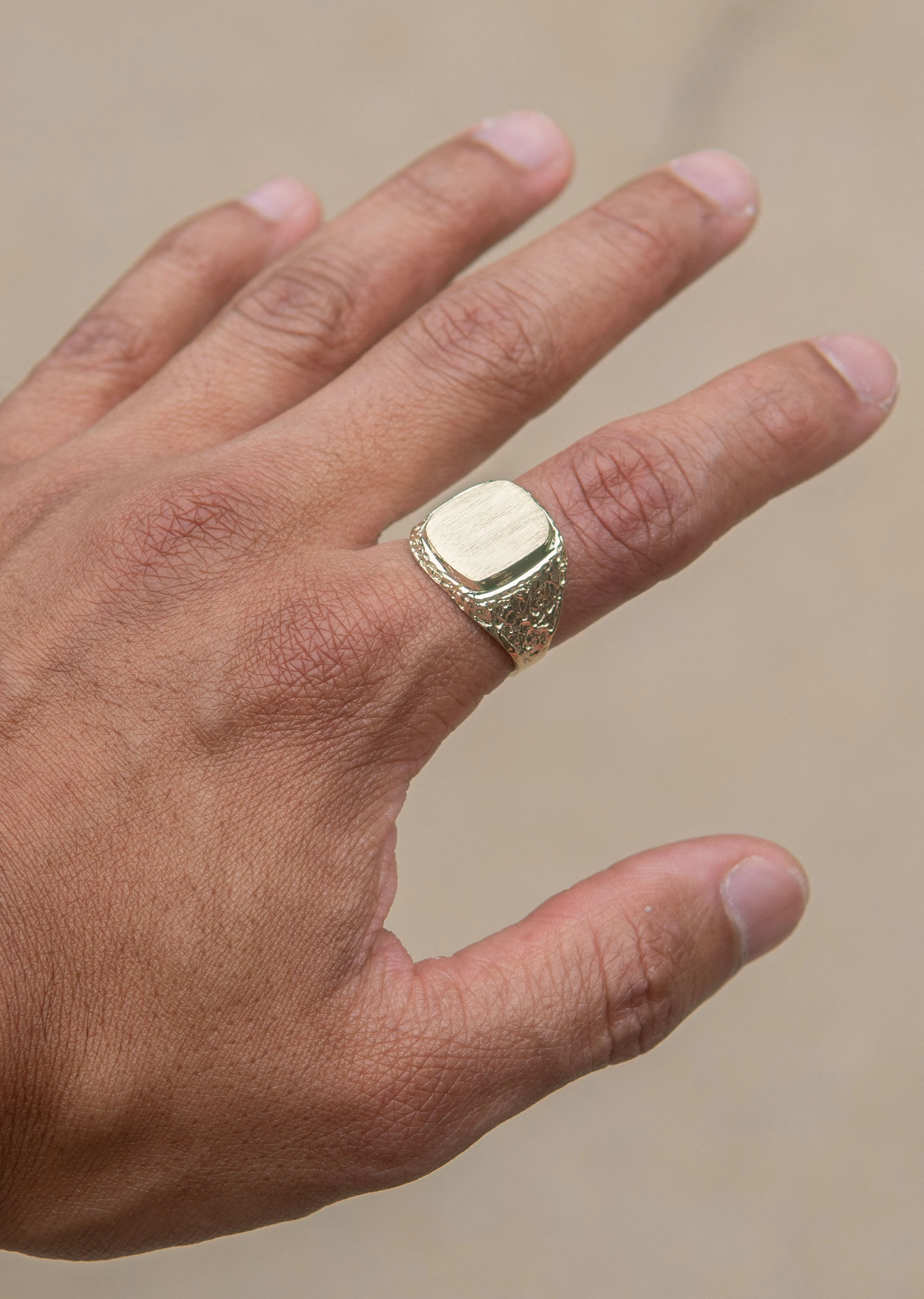 Mens Nugget Signet Ring - 10K Gold | 7 Grams - Image 4