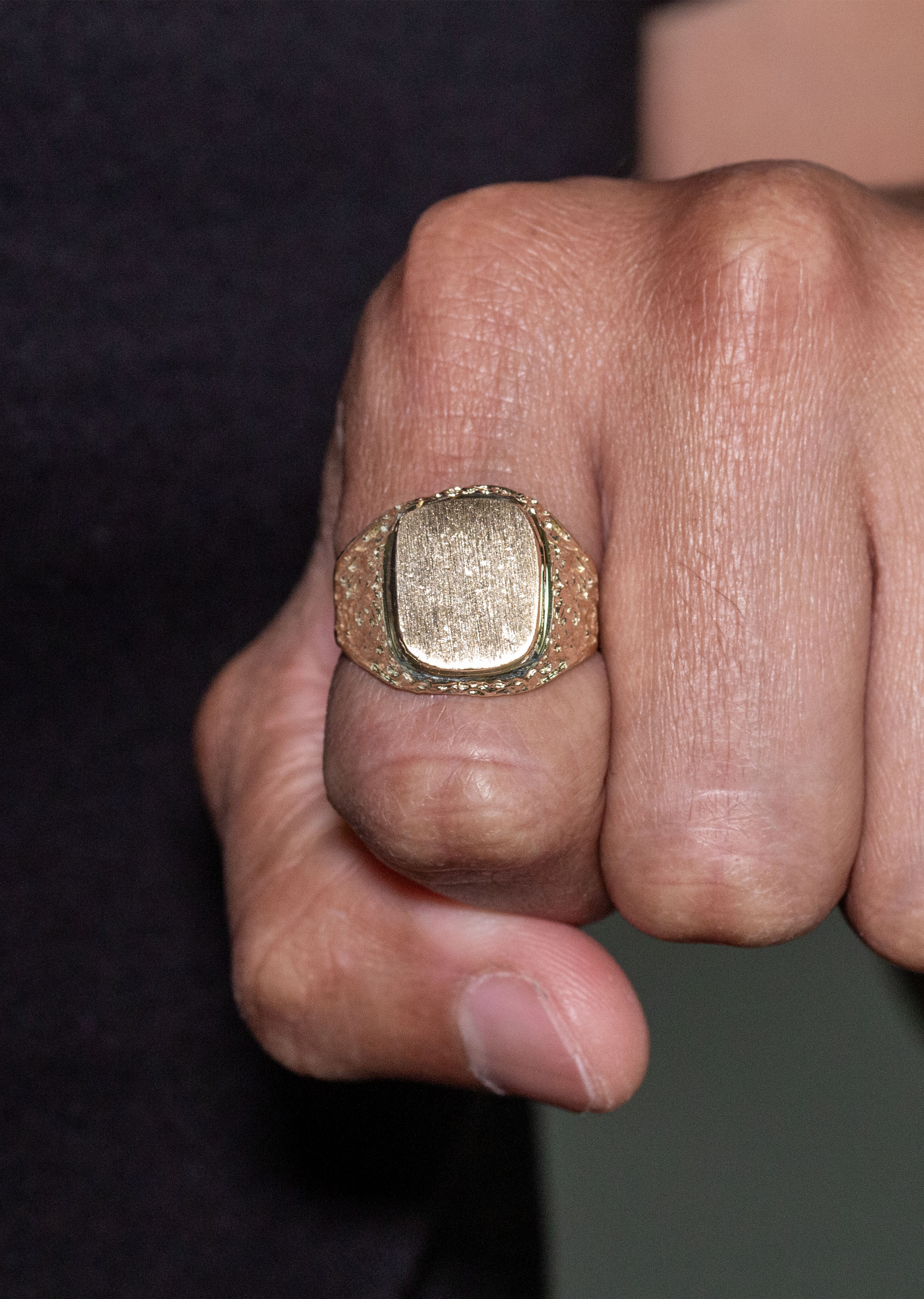 Mens Nugget Signet Ring - 10K Gold | 7 Grams - Image 5