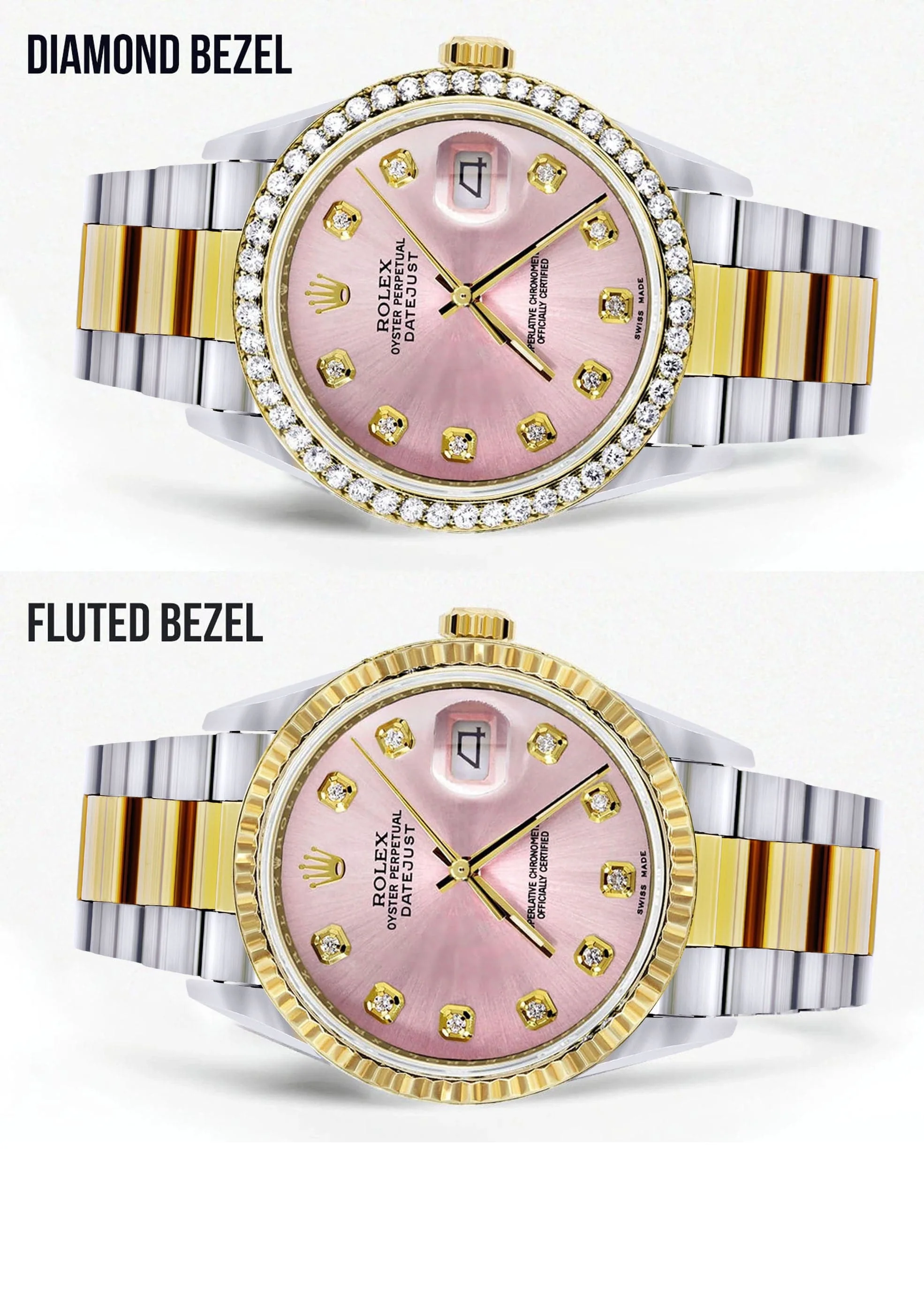 Gold Rolex Datejust  Watch 16233 for Men | 36Mm | Pink Dial | Oyster Band - Image 2