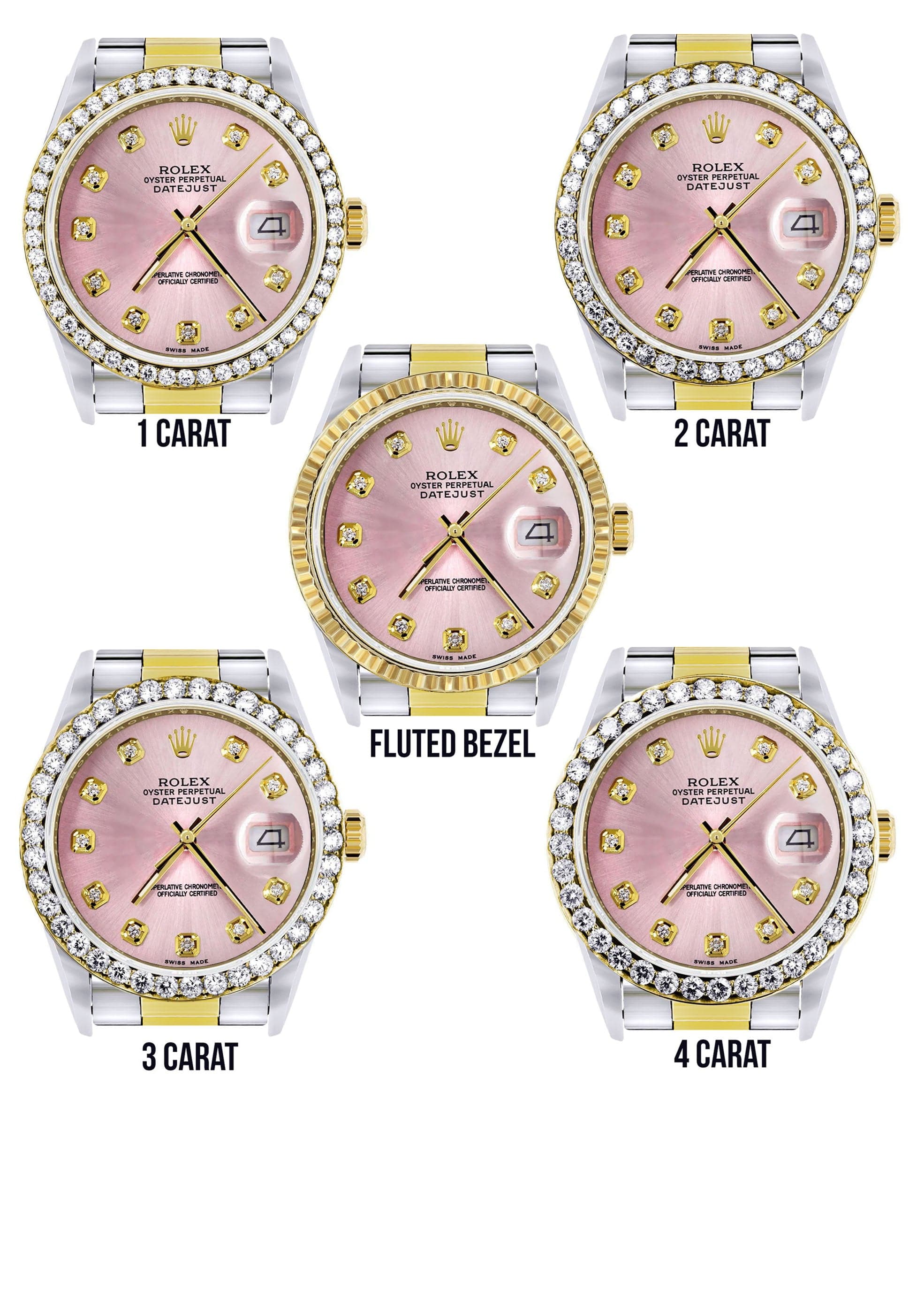 Gold Rolex Datejust  Watch 16233 for Men | 36Mm | Pink Dial | Oyster Band - Image 3