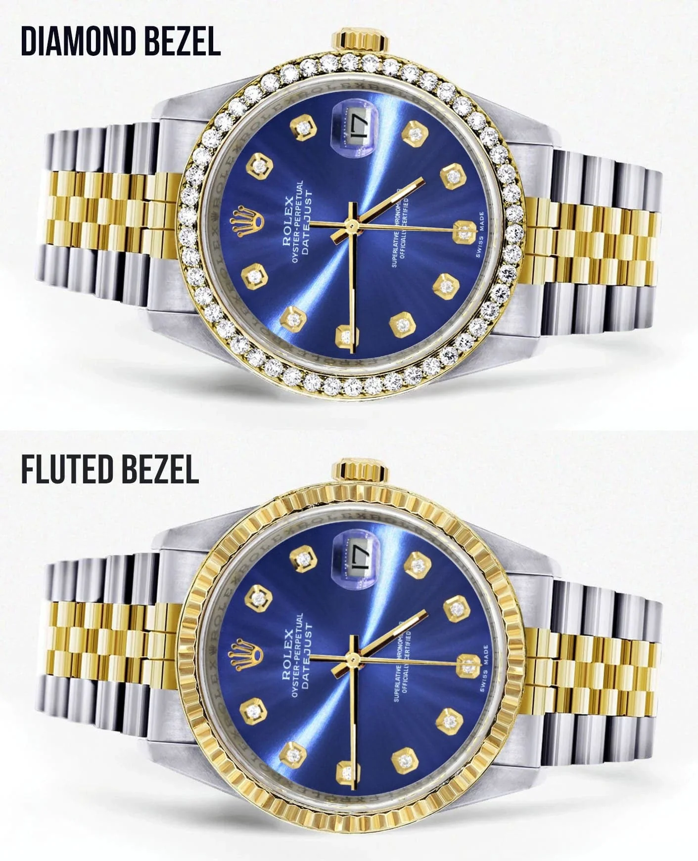 Gold Rolex Datejust Watch 16233 Two Tone for Men | 36Mm | Blue Dial | Jubilee Band - Image 2