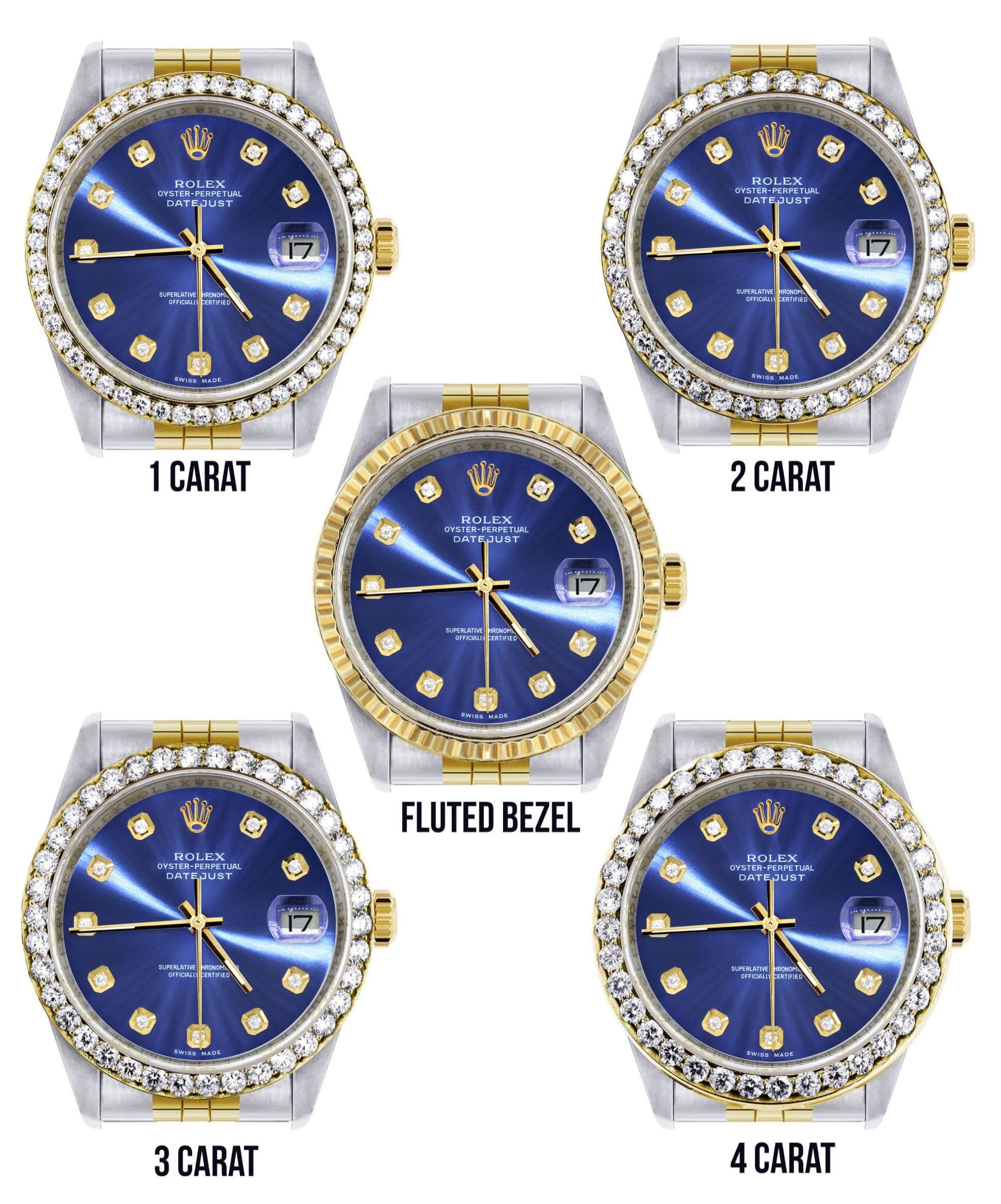 Gold Rolex Datejust Watch 16233 Two Tone for Men | 36Mm | Blue Dial | Jubilee Band - Image 3