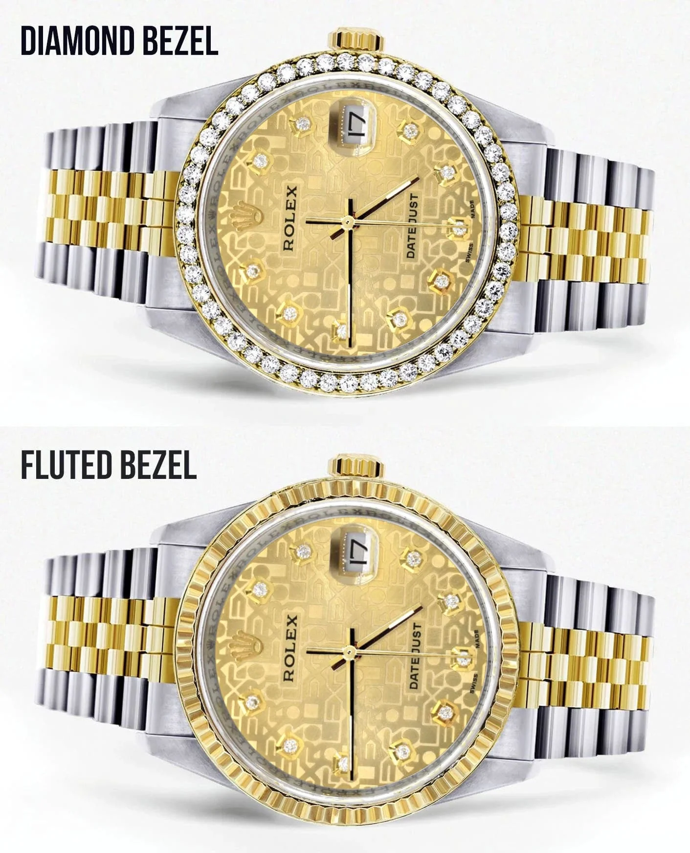 Gold Rolex Datejust Watch 16233 Two Tone for Men | 36Mm | Gold Texture Dial | Jubilee Band - Image 2