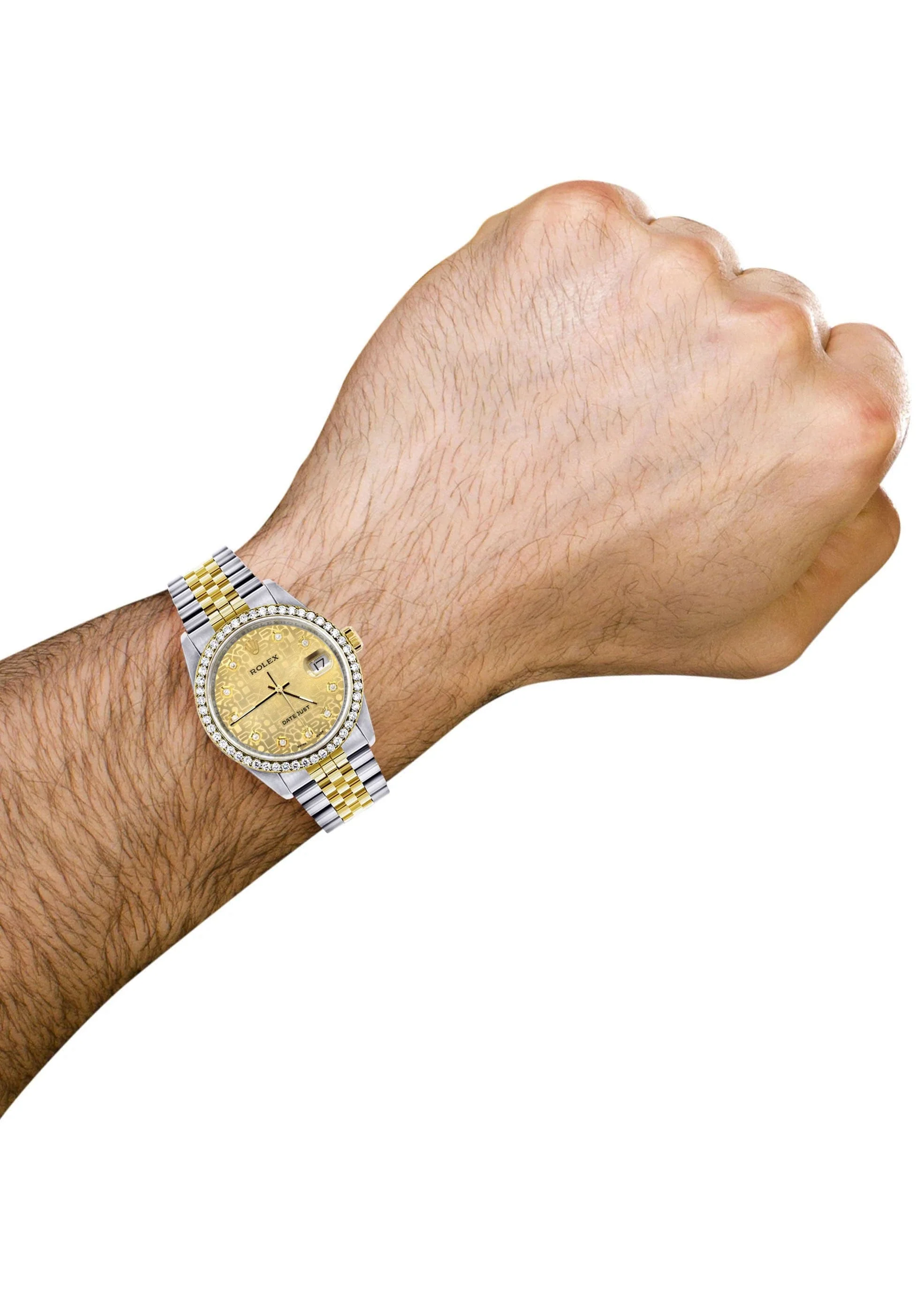 Gold Rolex Datejust Watch 16233 Two Tone for Men | 36Mm | Gold Texture Dial | Jubilee Band - Image 4