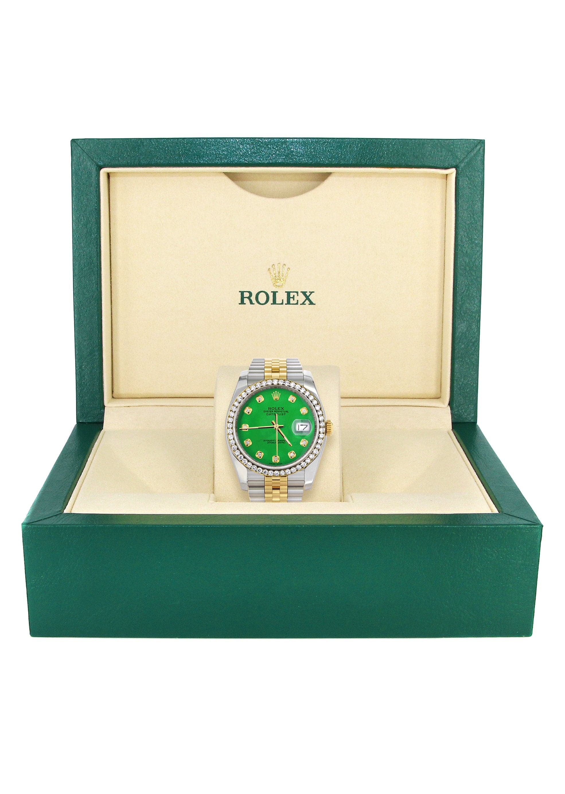 116233 | Hidden Clasp | Gold Rolex Datejust Watch | 36Mm | Green Dial | Jubilee Band - Image 8