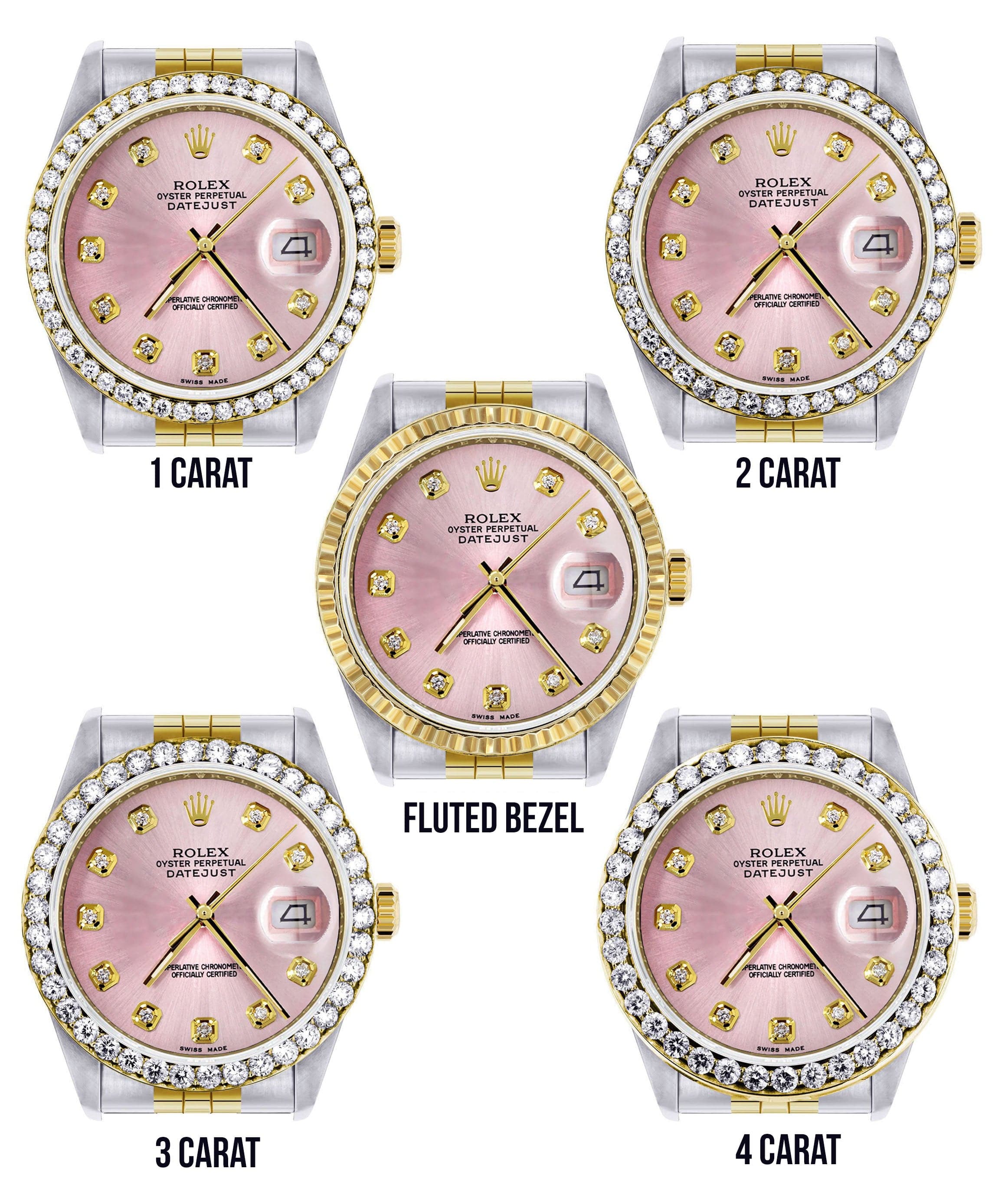 Gold Rolex Datejust Watch 16233 for Men | 36Mm | Pink Dial | Jubilee Band - Image 3